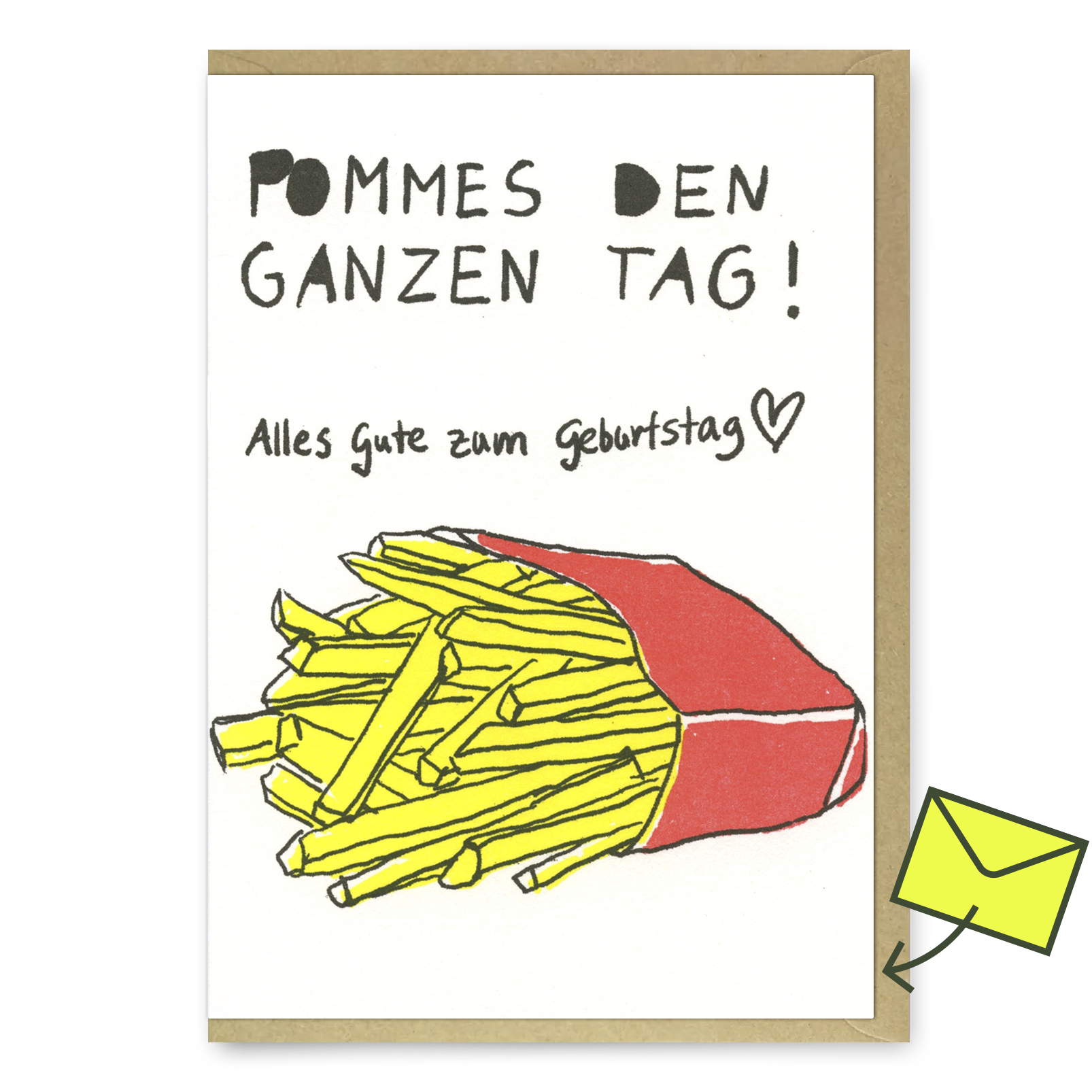 Grußkarte "Happy Birthday Pommes" | Geburtstagskarte | Superjuju