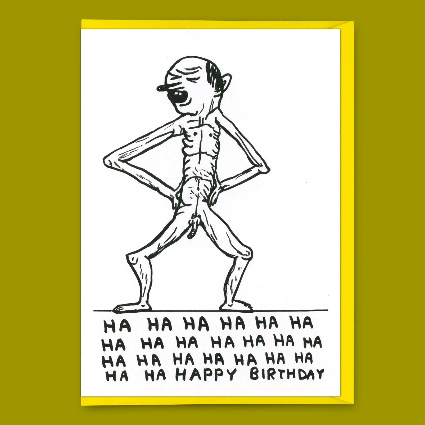 Grußkarte "Ha Ha Happy Birthday" | Lustige Klappkarte | David Shrigley