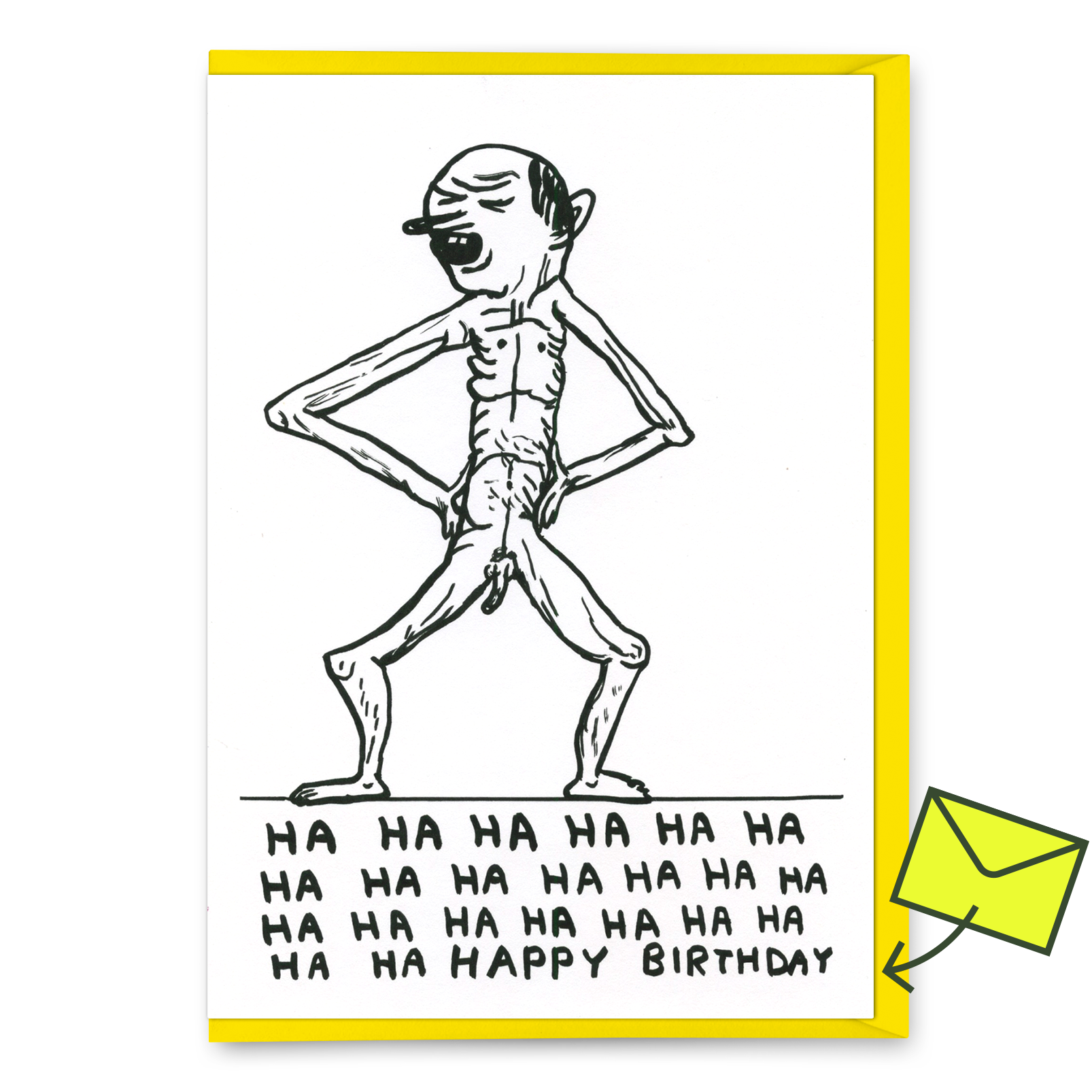 Grußkarte "Ha Ha Happy Birthday" | Lustige Klappkarte | David Shrigley
