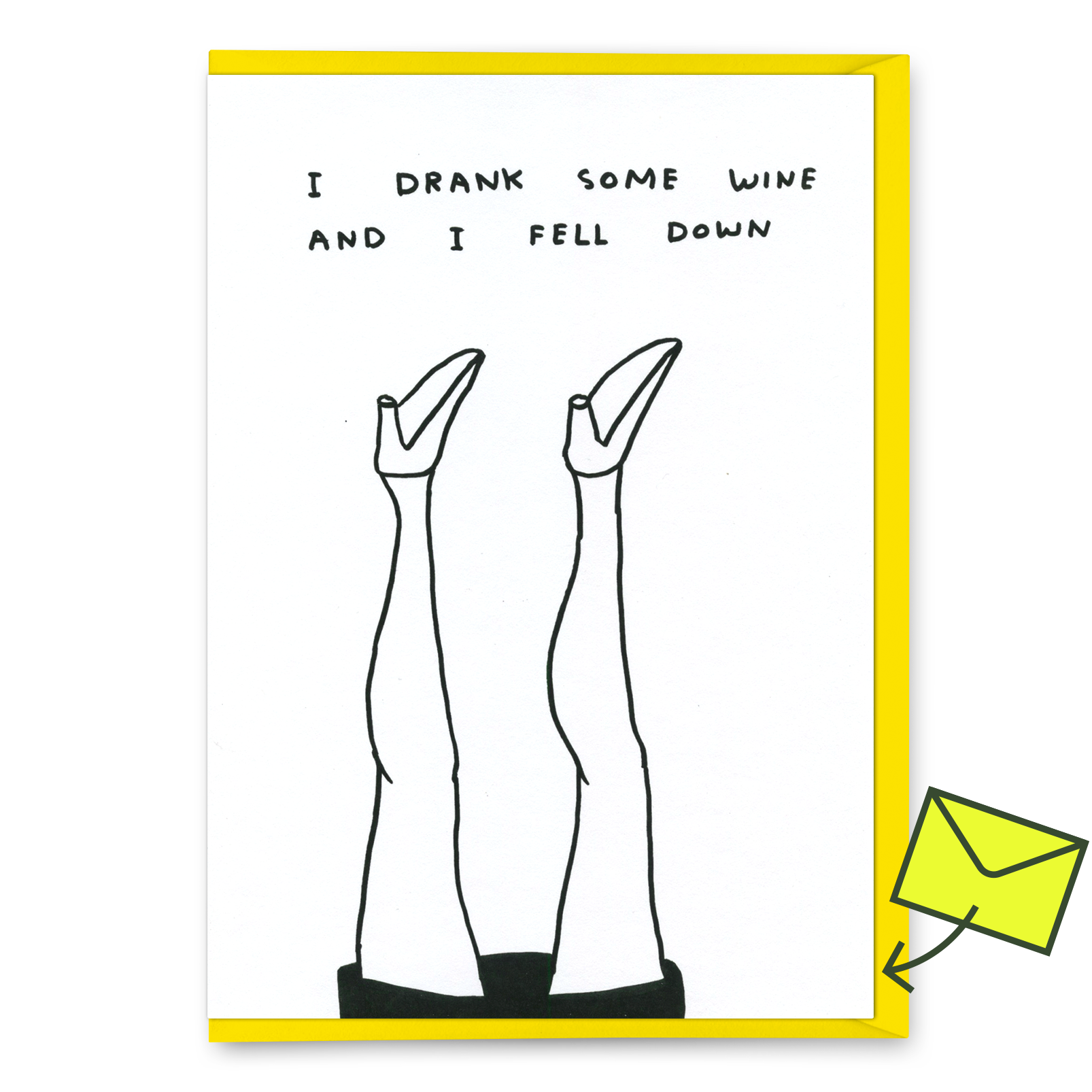 Grußkarte "I drank some wine" | Lustige Klappkarte | David Shrigley