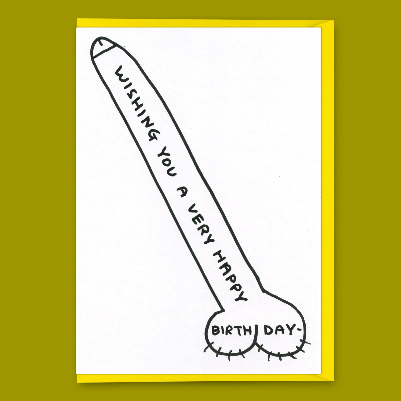 Grußkarte "Happy Birthday cock" | Lustige Klappkarte | David Shrigley