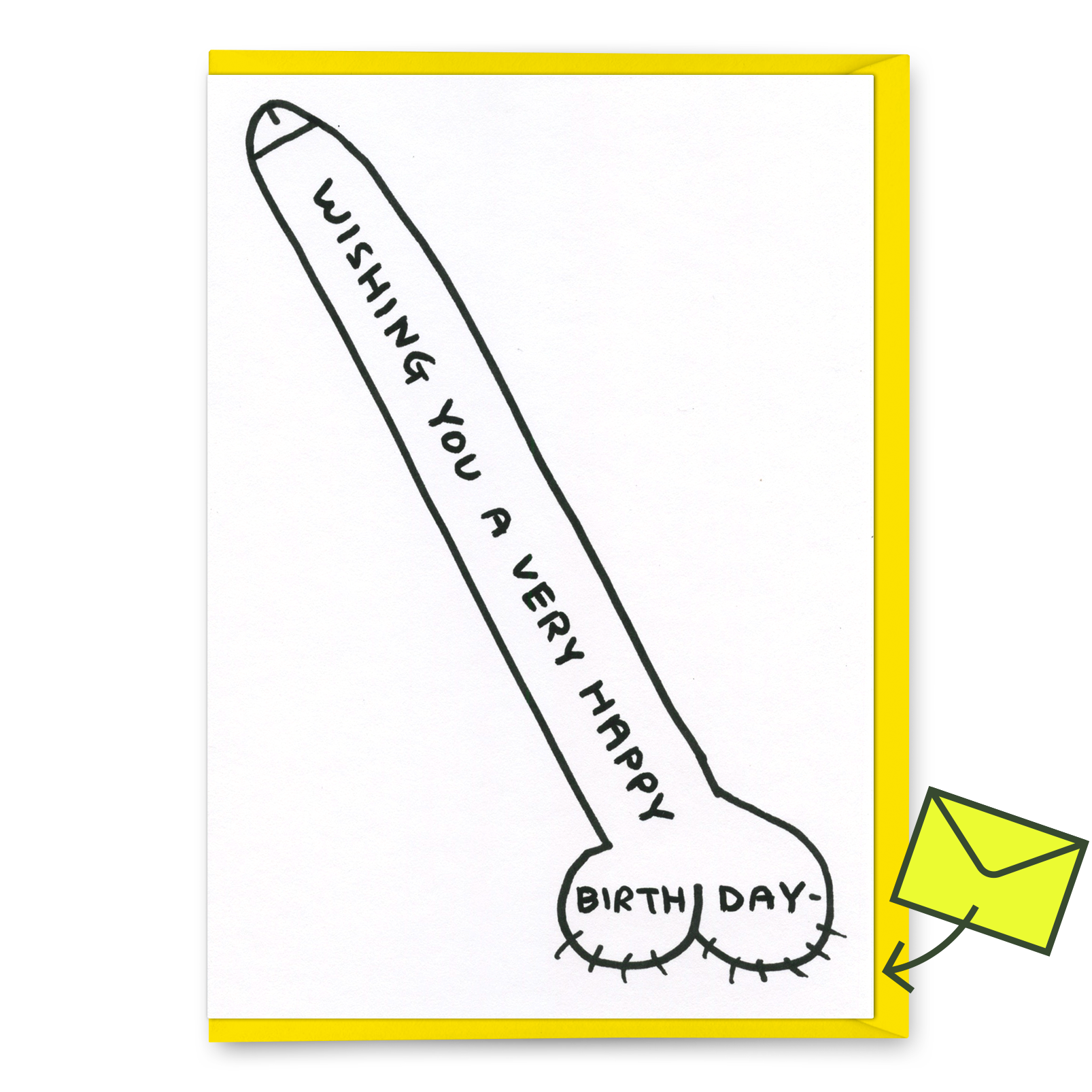 Grußkarte "Happy Birthday cock" | Lustige Klappkarte | David Shrigley