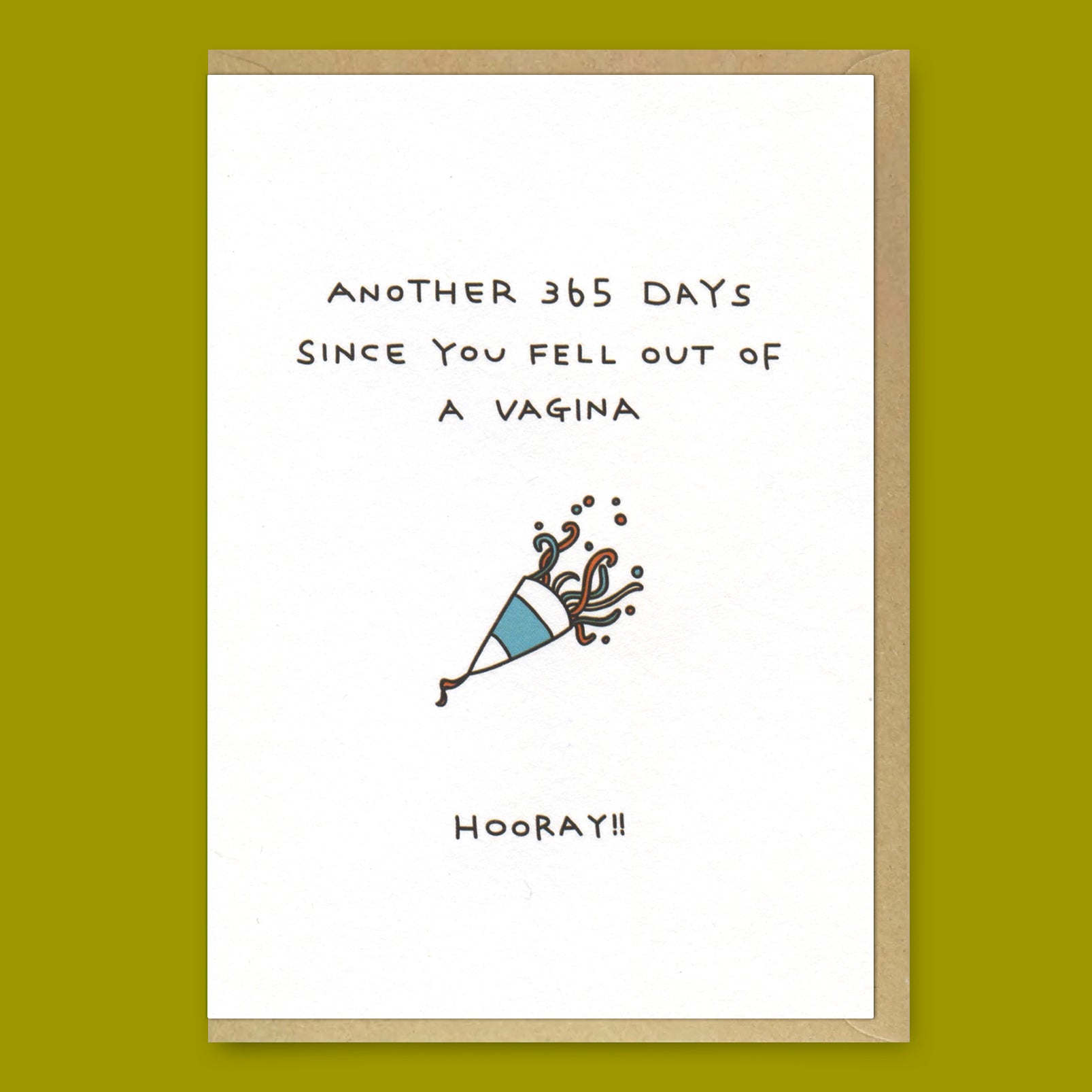 Grußkarte "Fell out of a vagina" | Witzige Klappkarte | Paul Gandhi