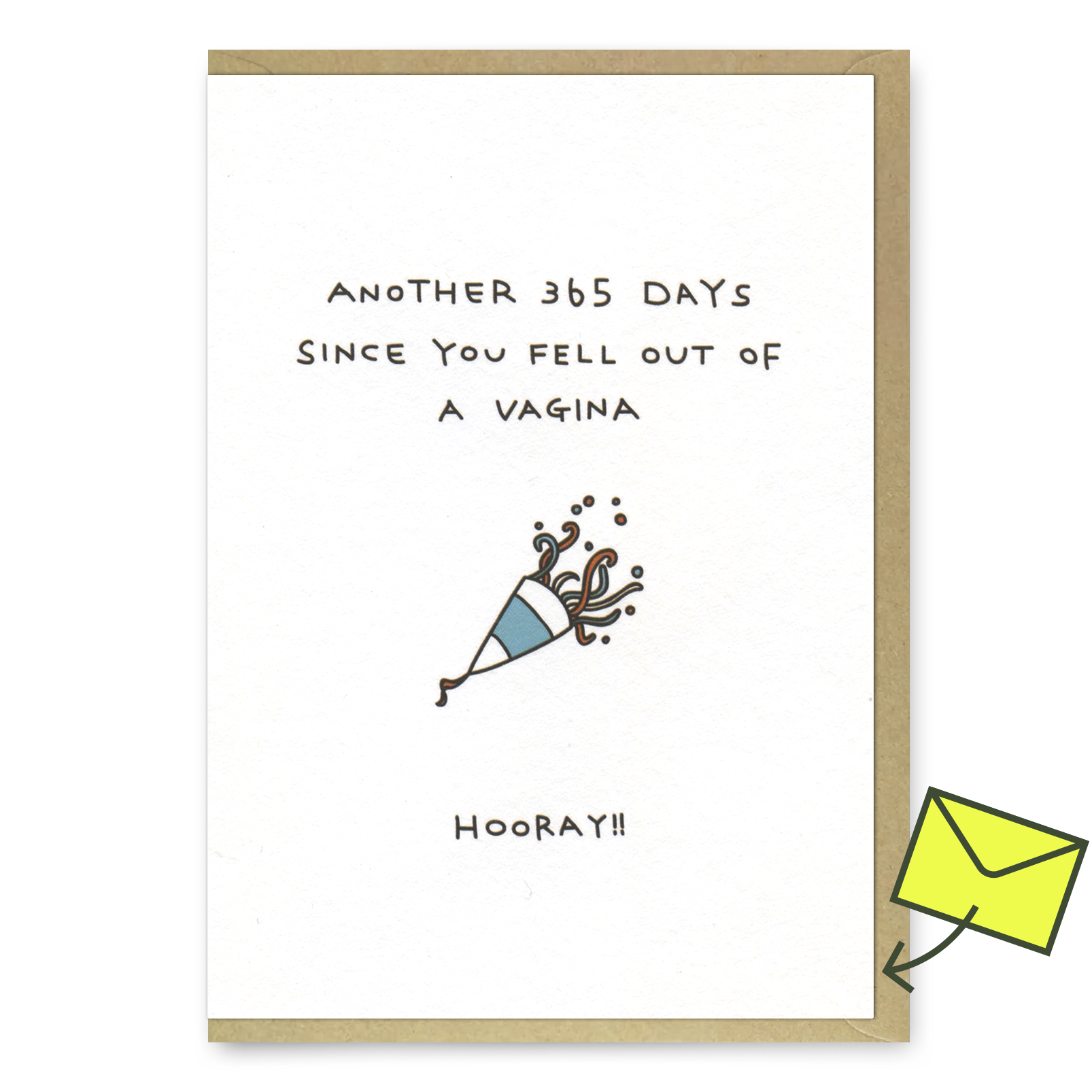 Grußkarte "Fell out of a vagina" | Witzige Klappkarte | Paul Gandhi