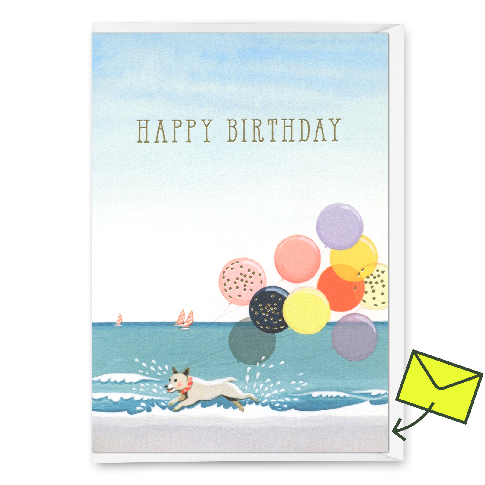 Grußkarte „Dog and Balloons“ | Niedliche Klappkarte zum Geburtstag | Ohh Deer