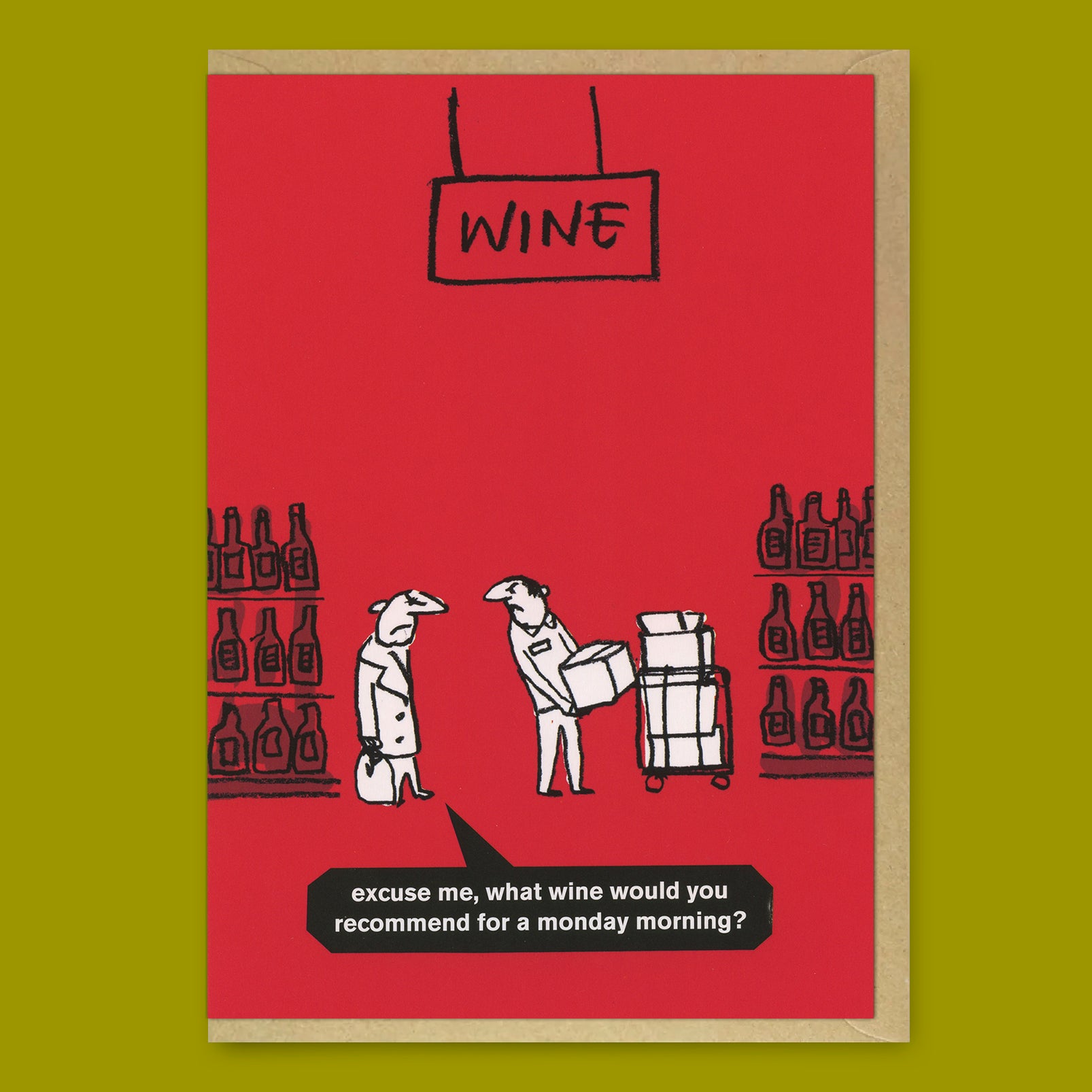 Grußkarte "Monday Morning Wine" | Witzige Klappkarte | Modern Toss