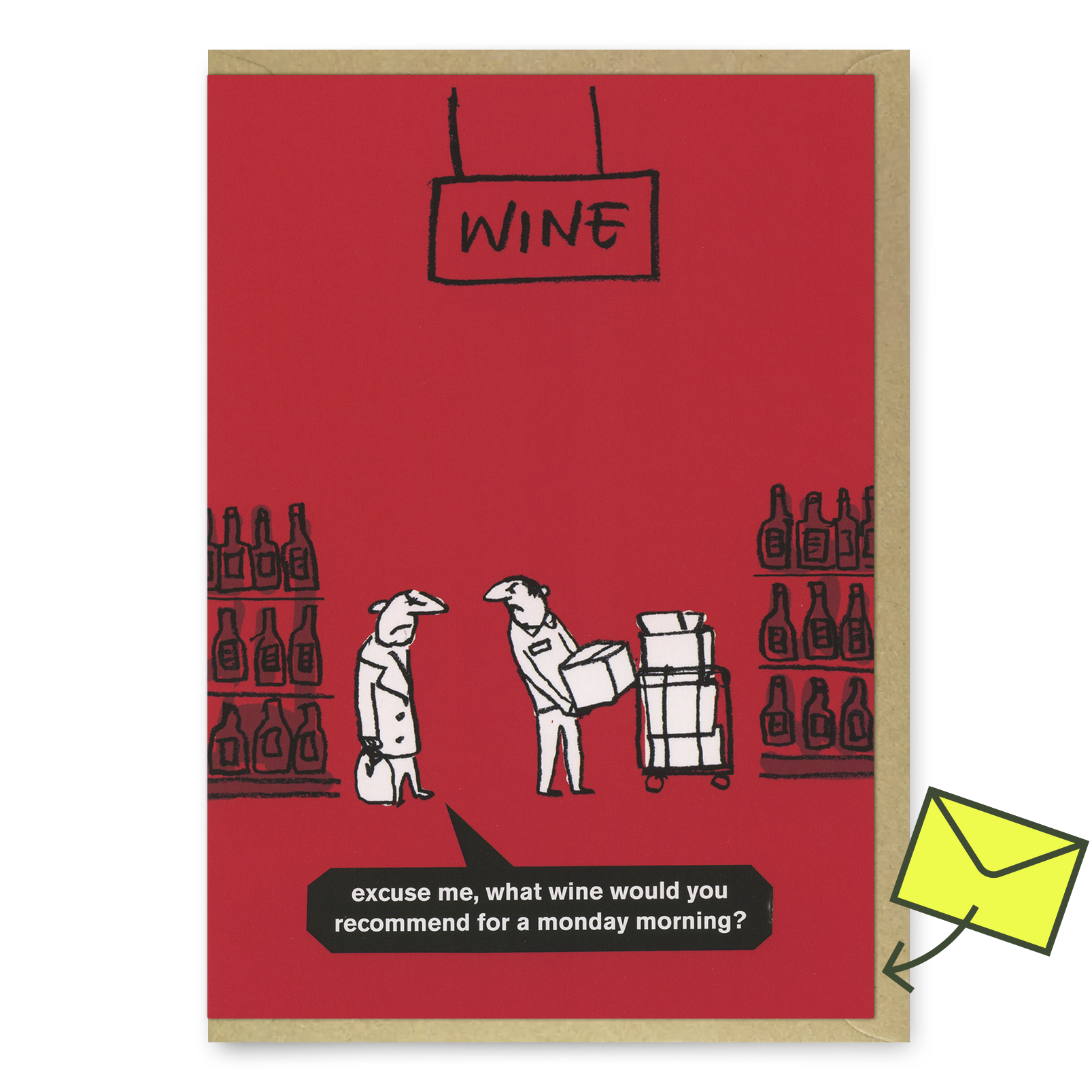 Grußkarte "Monday Morning Wine" | Witzige Klappkarte | Modern Toss