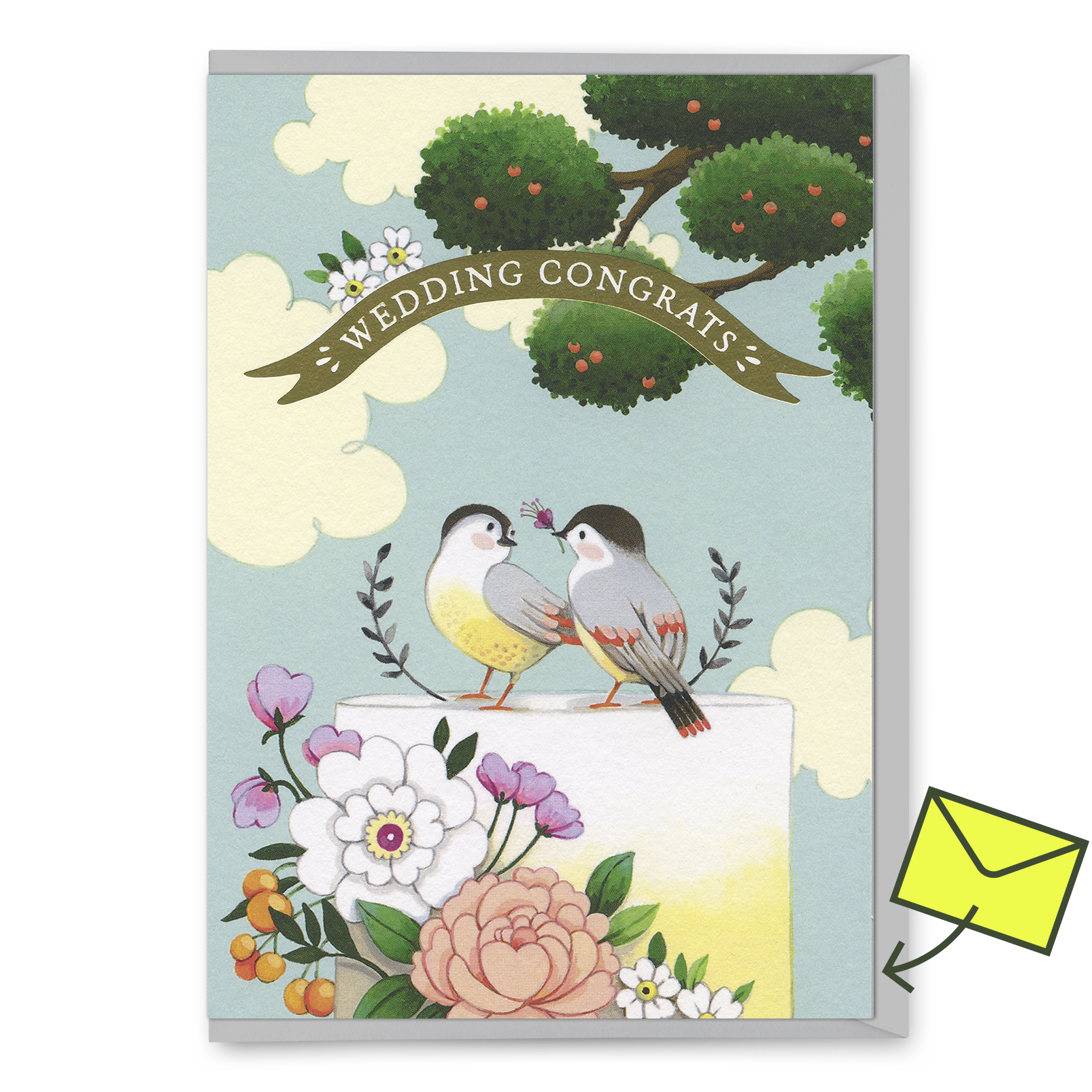 Grußkarte „Wedding Congrats Birds“ | Elegante Klappkarte zur Hochzeit | Ohh Deer