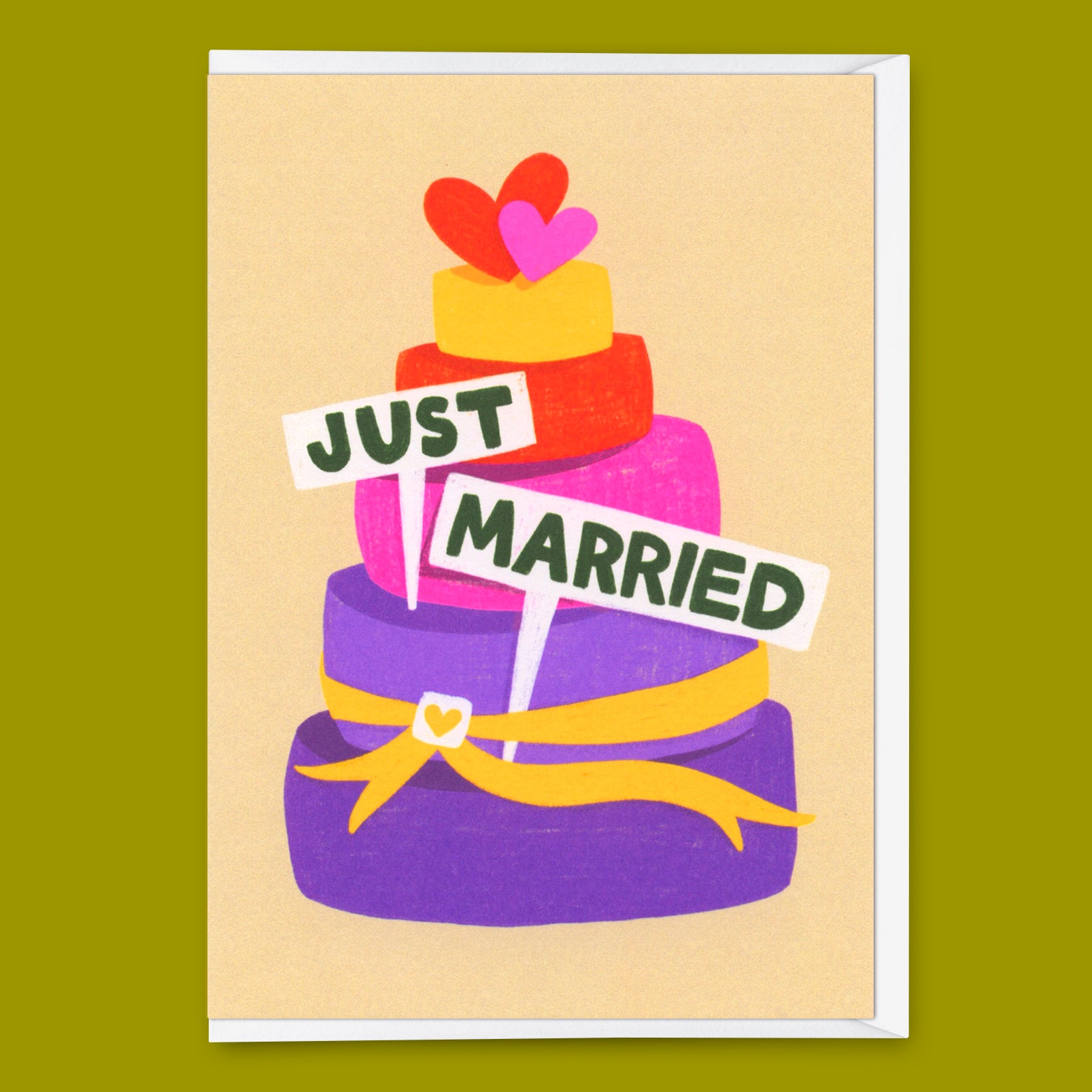 Greeting card "Just married cake" | Beautiful folding card for the wedding