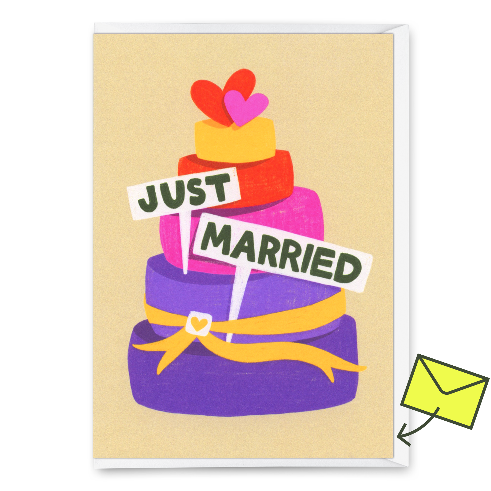 Greeting card "Just married cake" | Beautiful folding card for the wedding