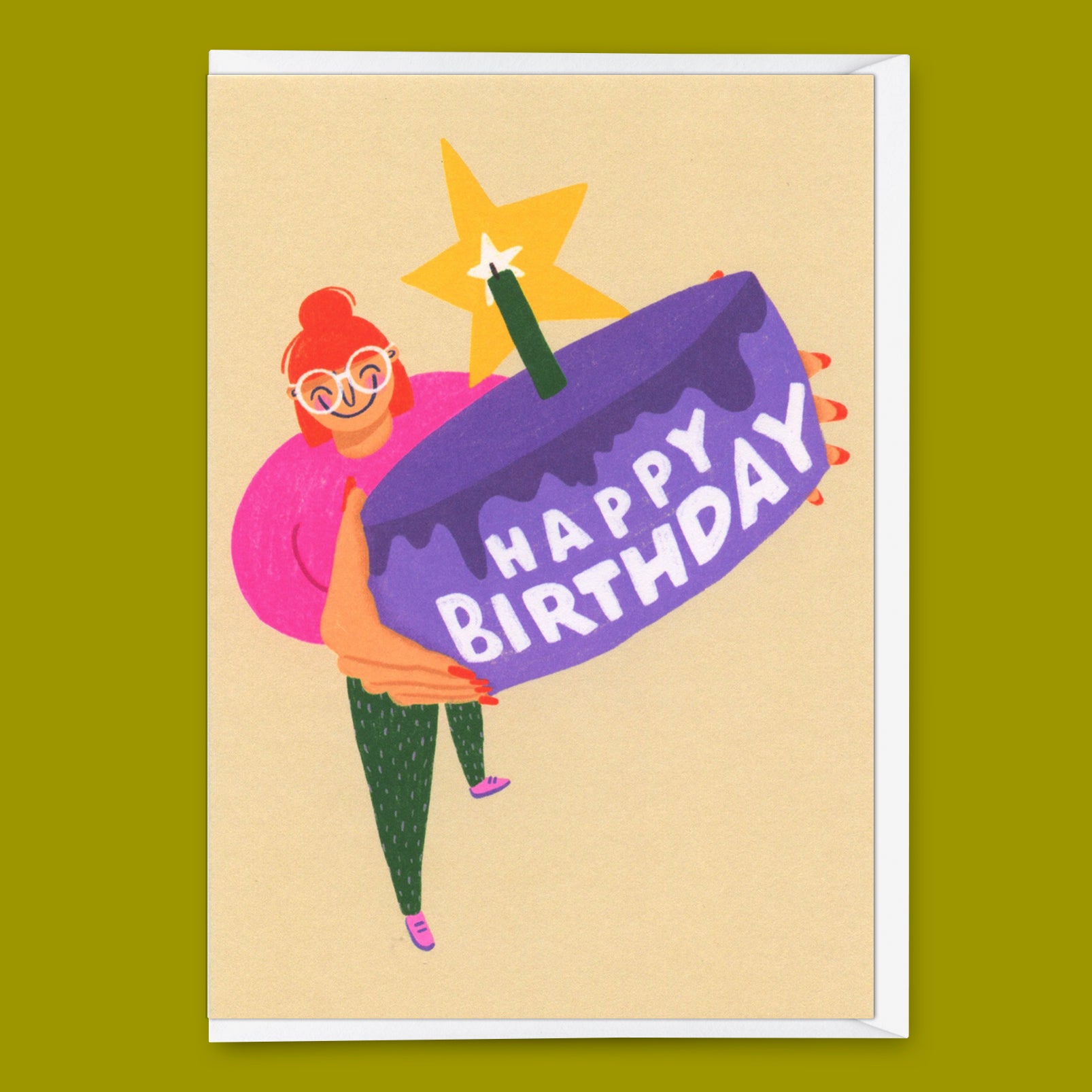 Greeting card "Happy Birthday Cake" | Beautiful folding card for birthday