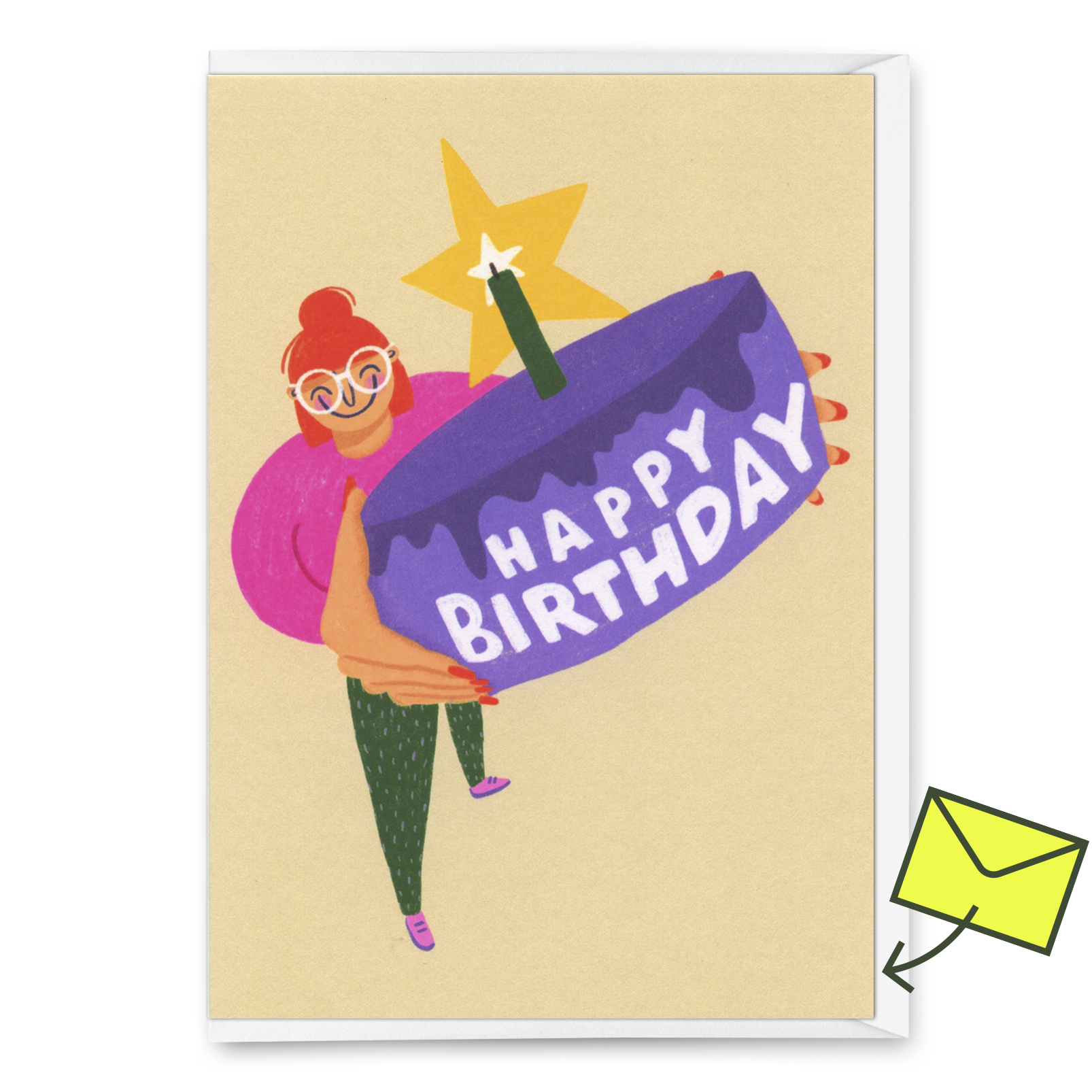 Greeting card "Happy Birthday Cake" | Beautiful folding card for birthday