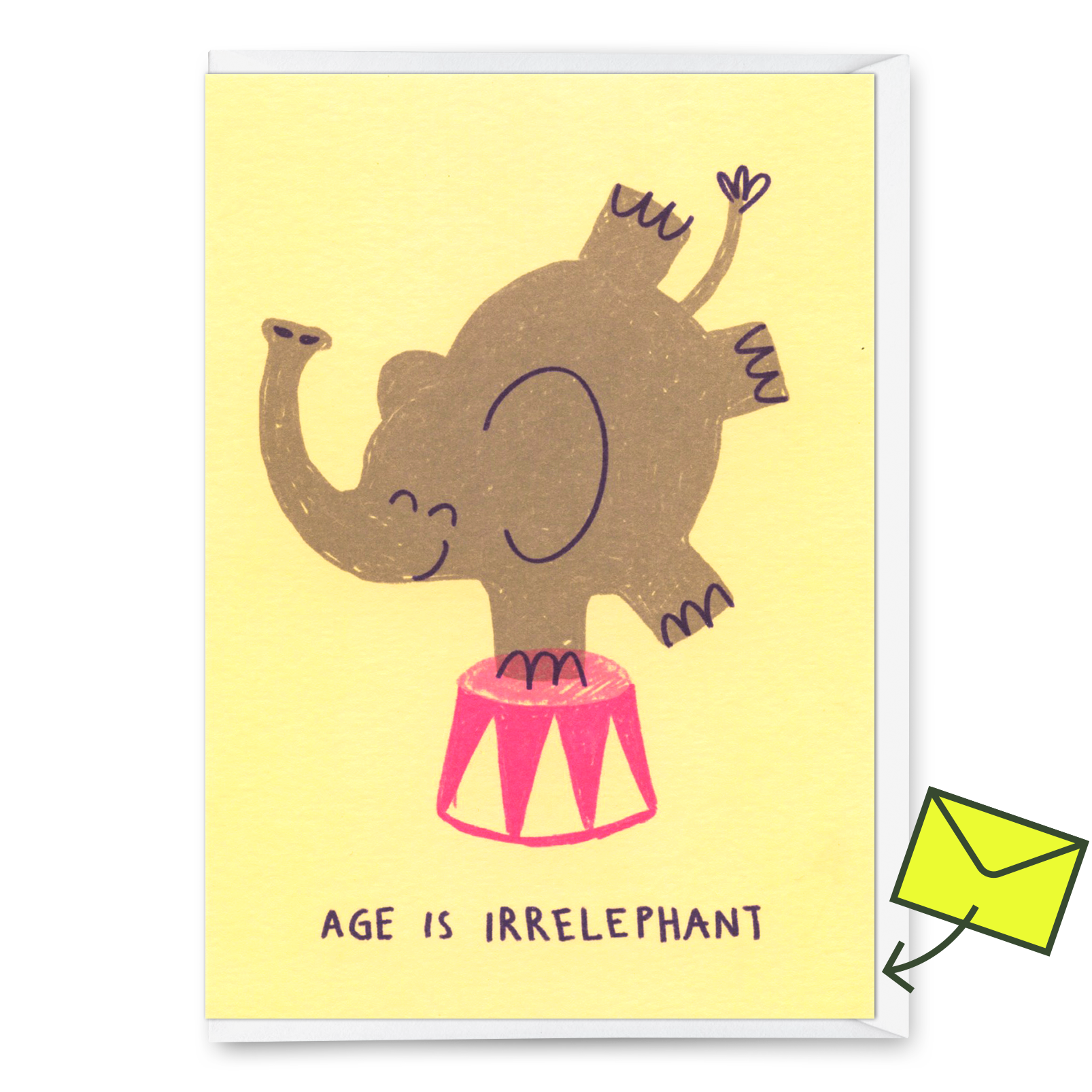 Grußkarte "Age is irrelephant" | Schöne Klappkarte zum Geburtstag