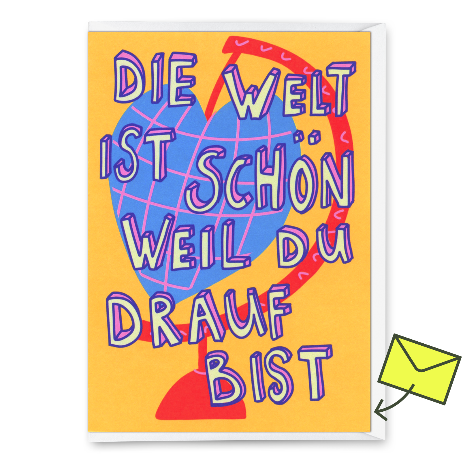 Grußkarte "Die Welt ist schön" | Schöne Klappkarte für Verliebte