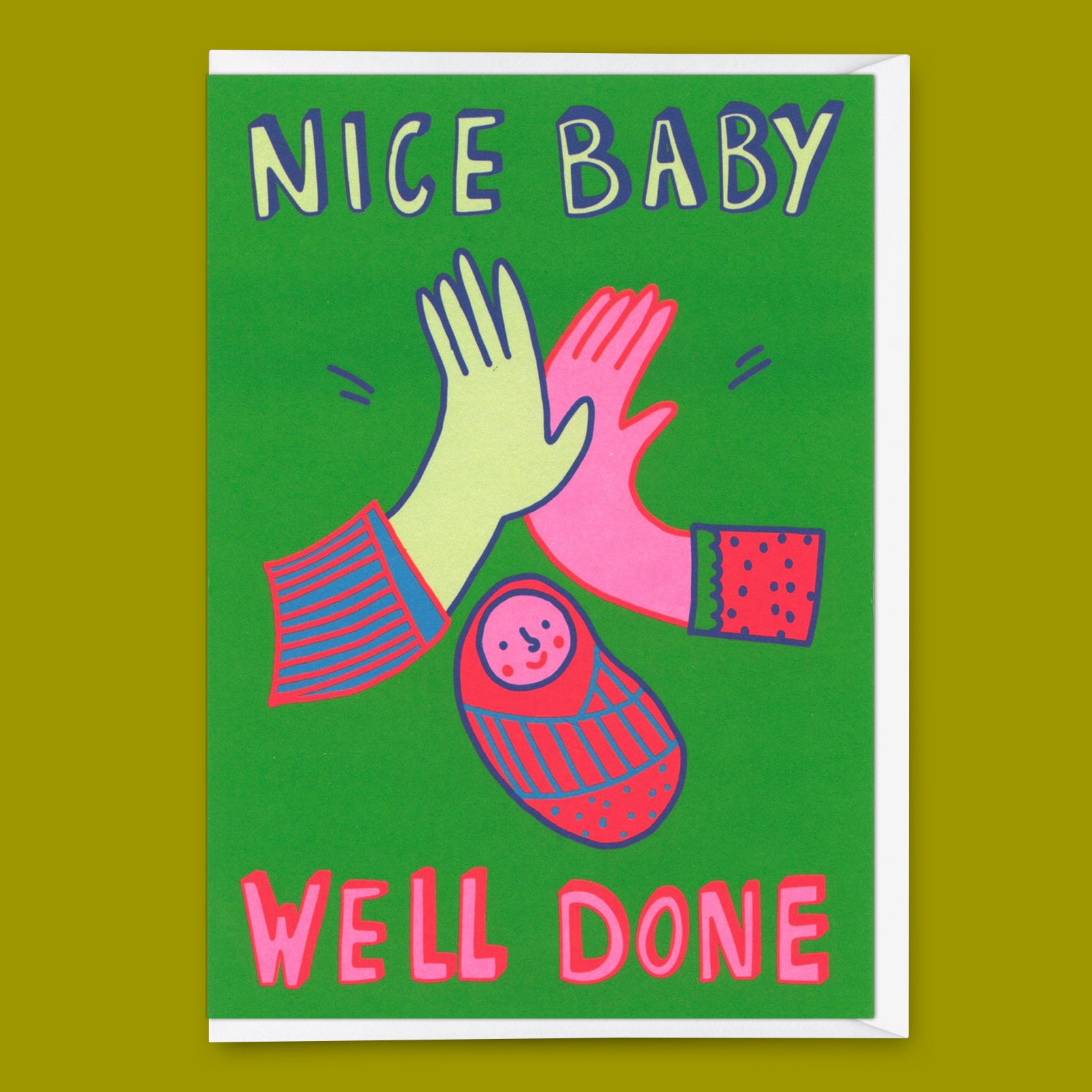 Grußkarte "Nice baby, well done" | Ausgefallene Klappkarte zur Geburt