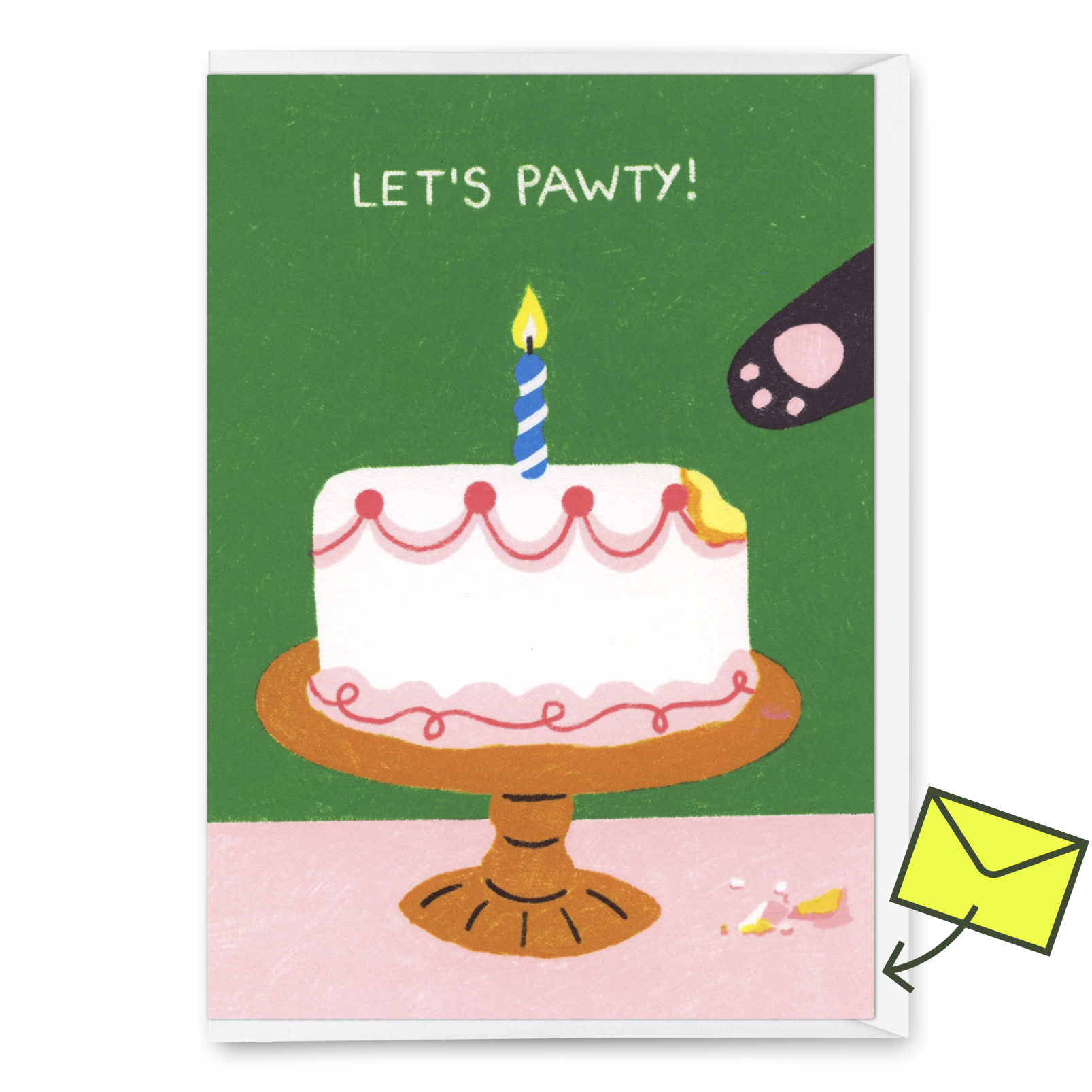 Grußkarte "Pawty cat" | Besondere Klappkarte mit Katzen-Motiv zum Geburtstag