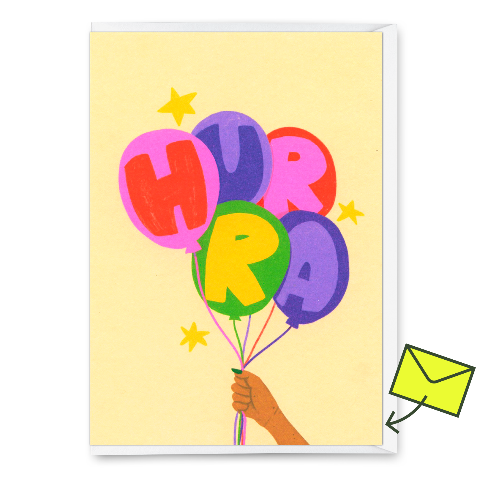 Grußkarte "Hurra Luftballons" | Besondere Klappkarte für jeden Anlass