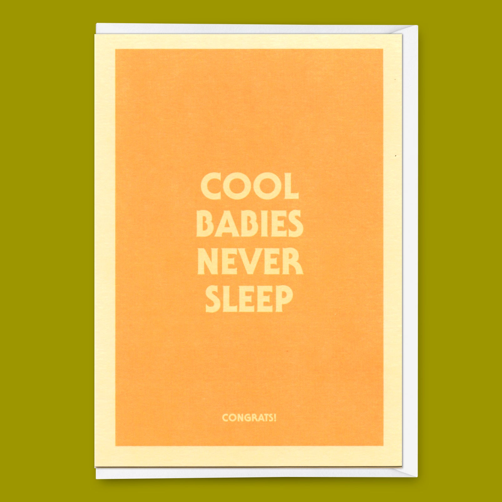 Grußkarte "Cool babies never sleep" | Lustige Klappkarte mit Spruch zur Geburt