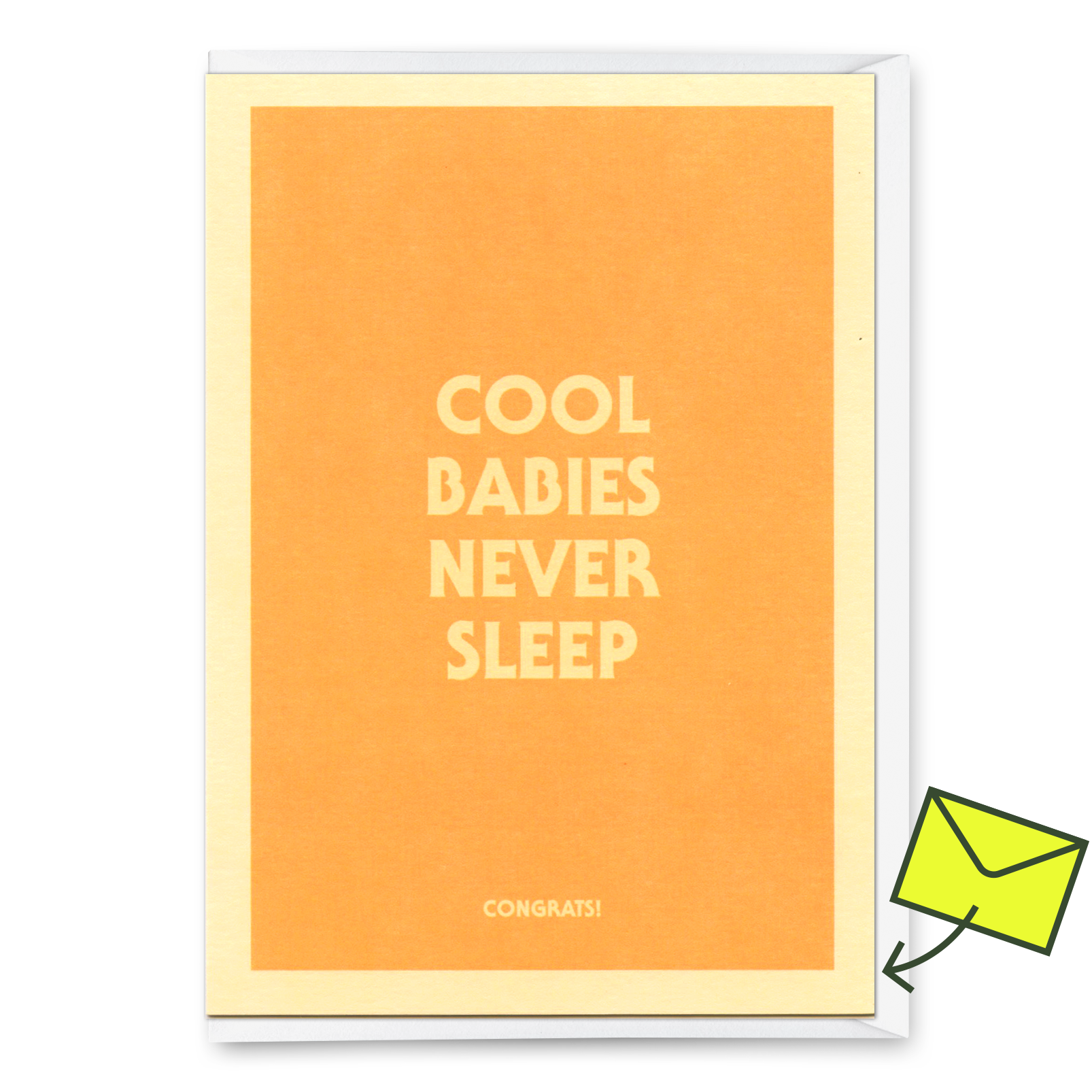 Grußkarte "Cool babies never sleep" | Lustige Klappkarte mit Spruch zur Geburt