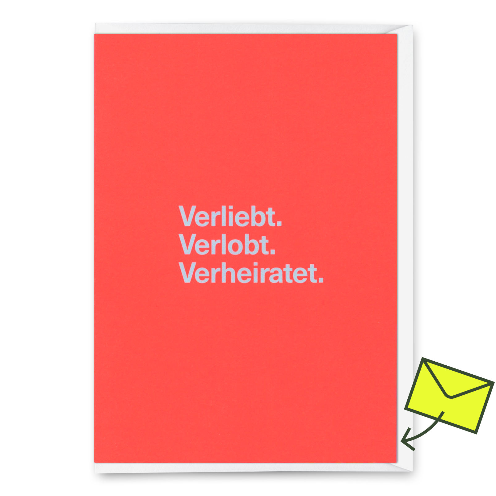 Grußkarte "Verliebt. Verlobt. Verheiratet." | Besondere Klappkarte zur Hochzeit