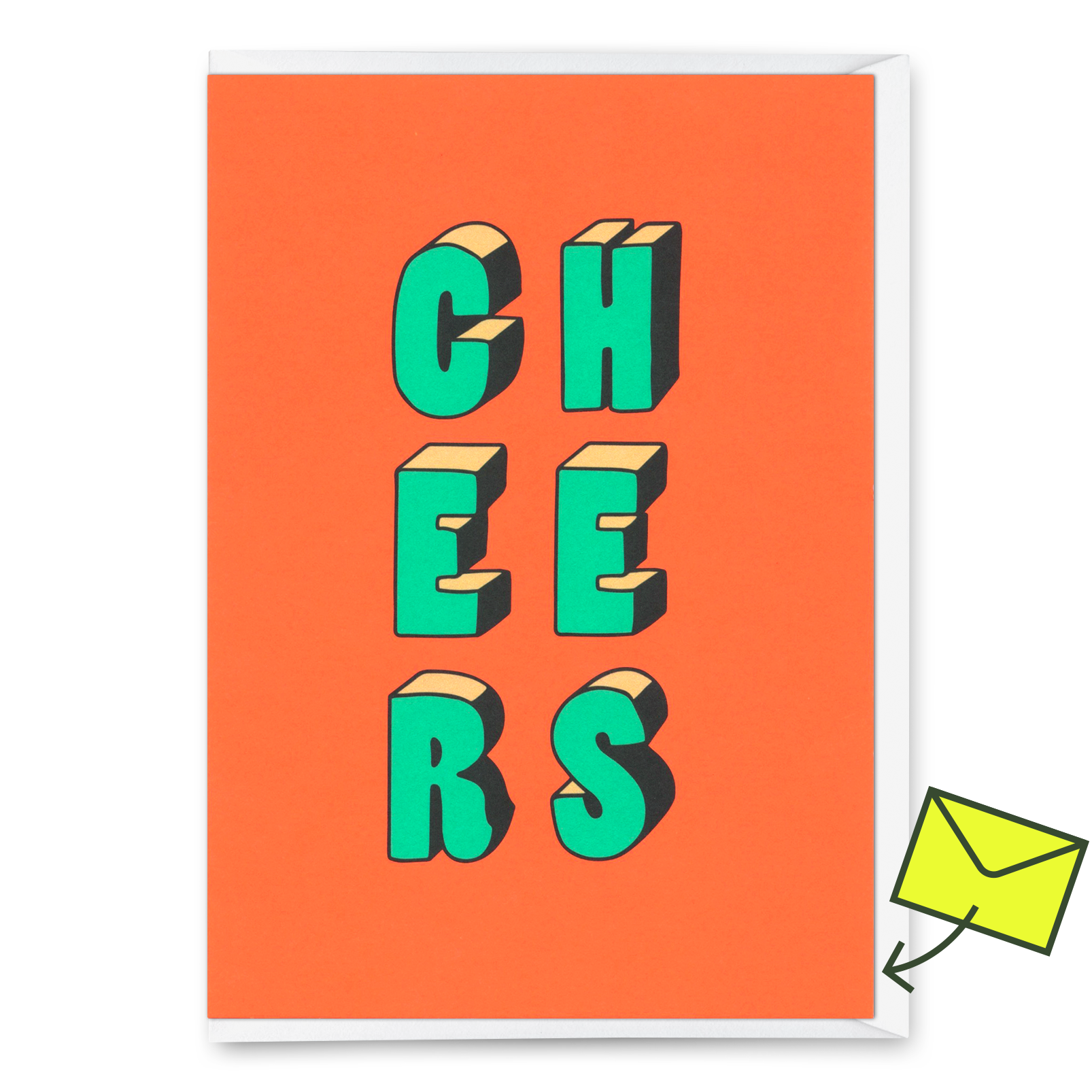 Grußkarte "Cheers 3D-Typo" | Coole Klappkarte für jeden Anlass