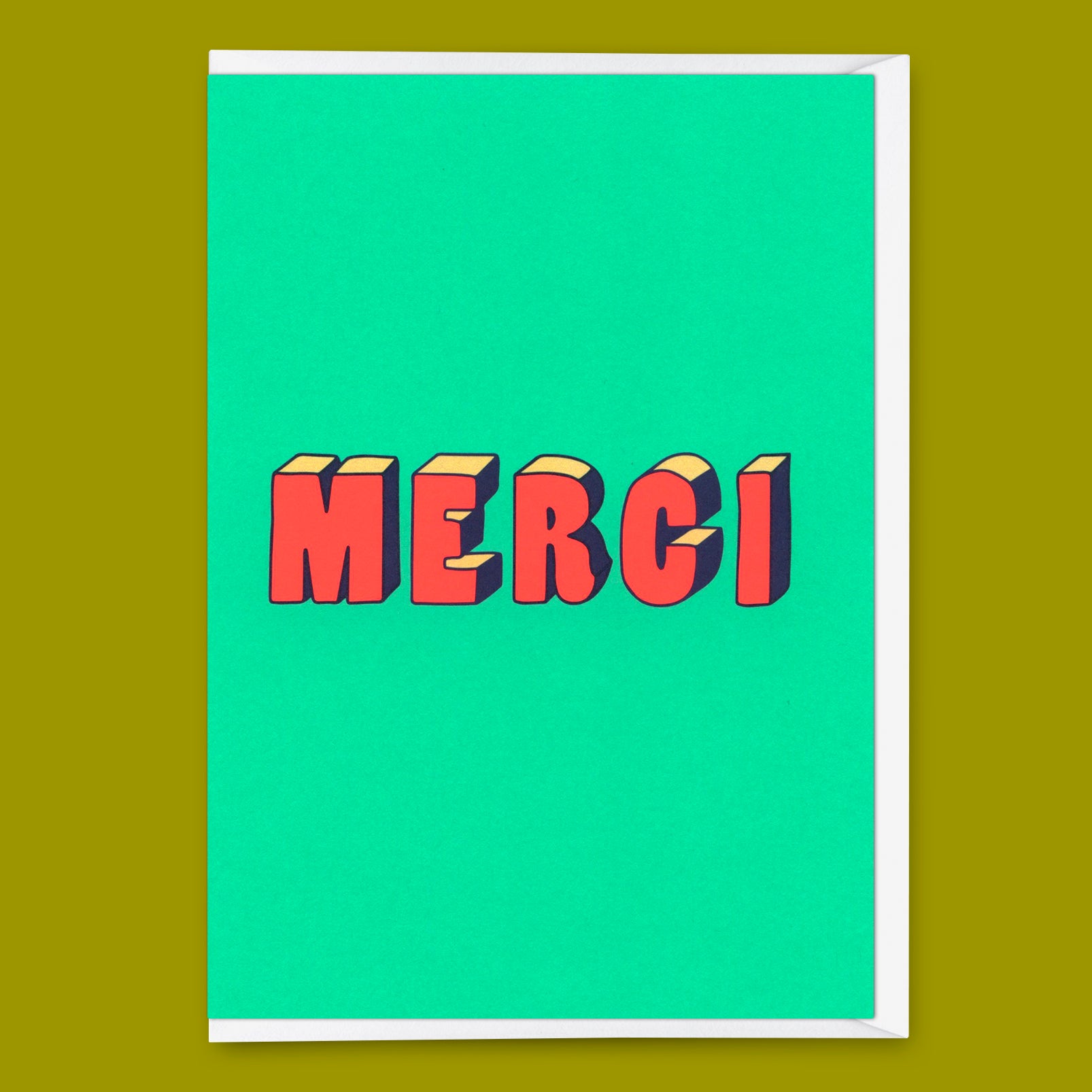 Grußkarte "Merci 3D-Typo" | Coole Klappkarte zum Dankesagen
