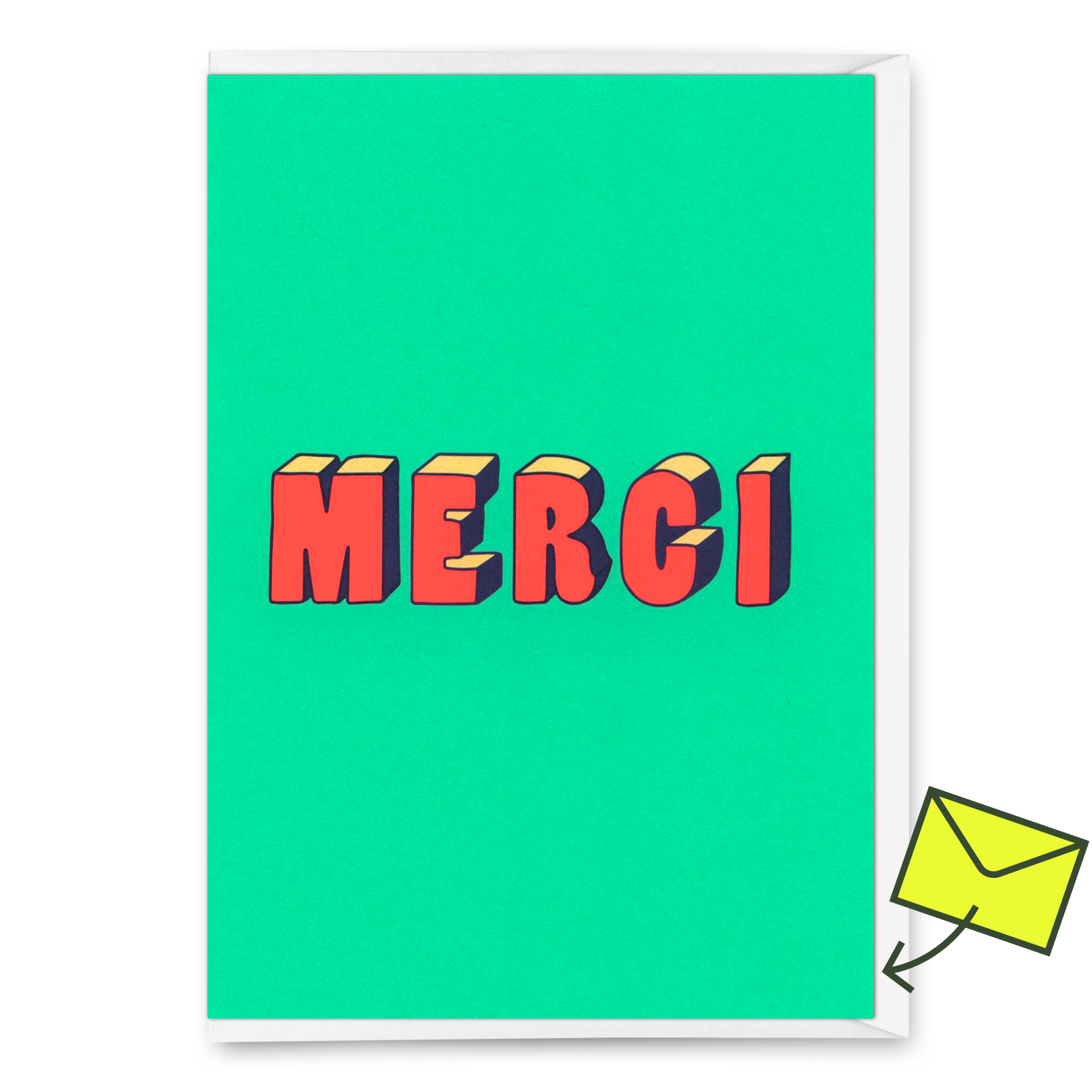 Grußkarte "Merci 3D-Typo" | Coole Klappkarte zum Dankesagen