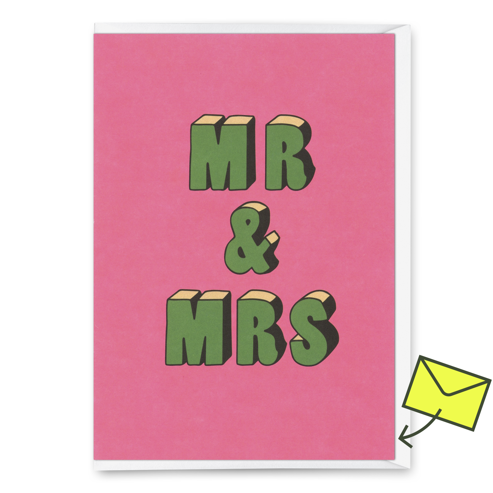 Grußkarte "Mr & Mrs 3D-Typo" | Coole Klappkarte zur Hochzeit