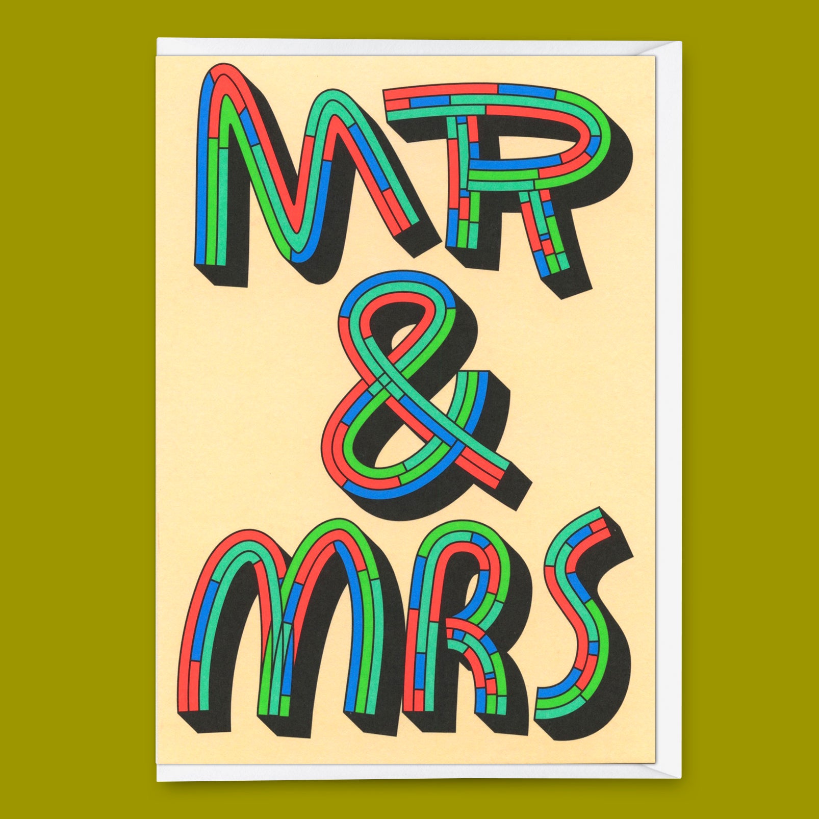 Grußkarte "Mr & Mrs Colored Typo" | Coole Klappkarte zur Hochzeit