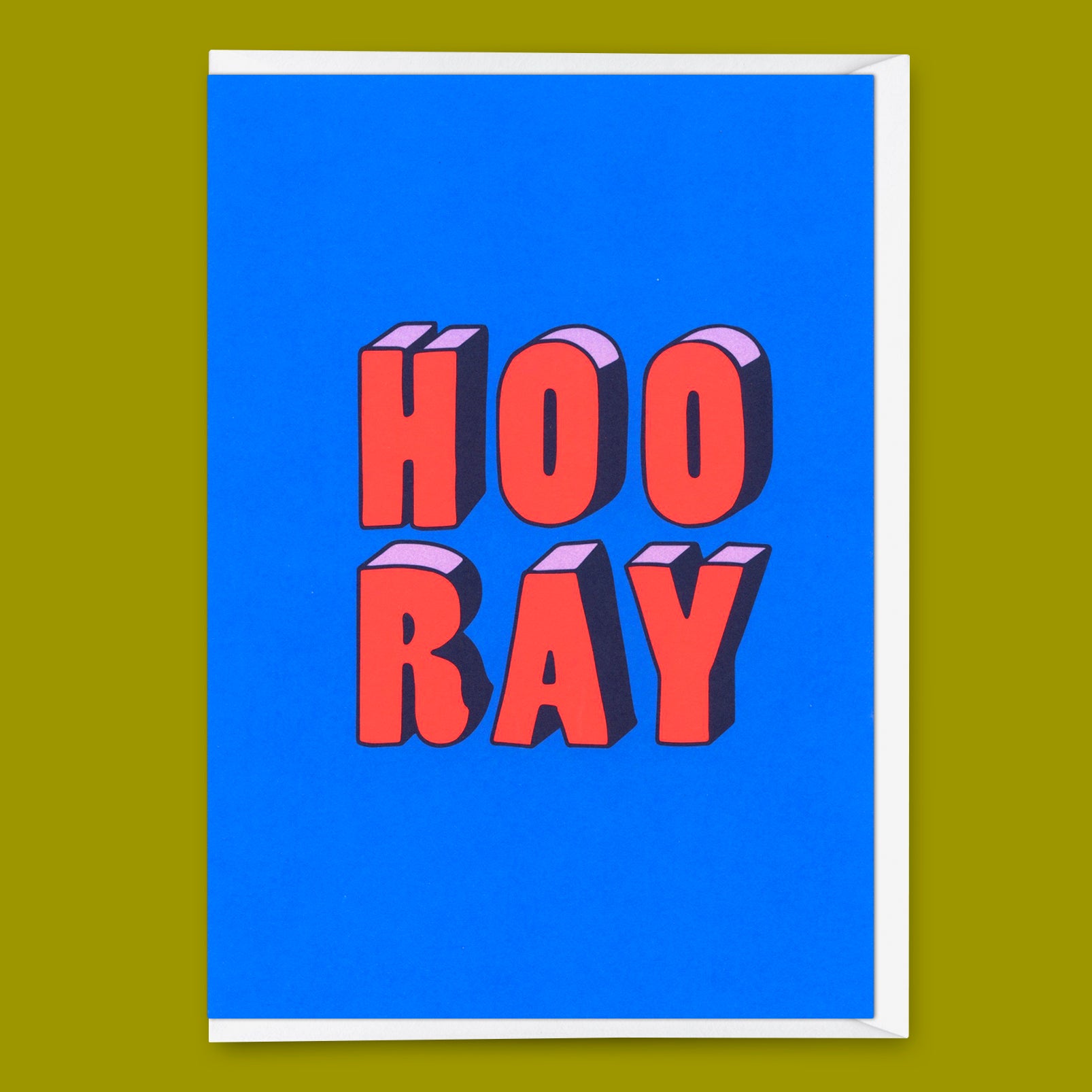Greeting card "Hooray 3D-Typo" | Cool folding card for every occasion