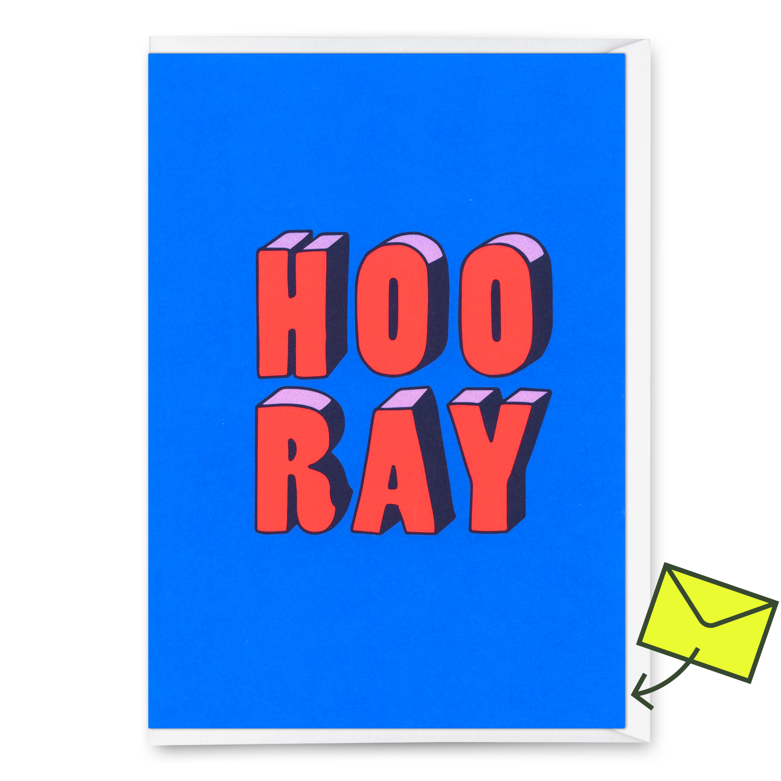 Greeting card "Hooray 3D-Typo" | Cool folding card for every occasion