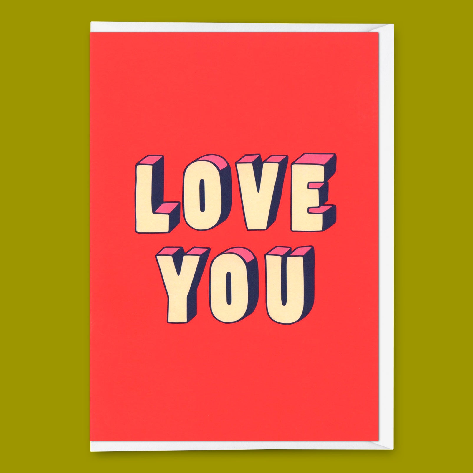 Greeting card "Love You 3D-Typo" | Cool folding card for lovers