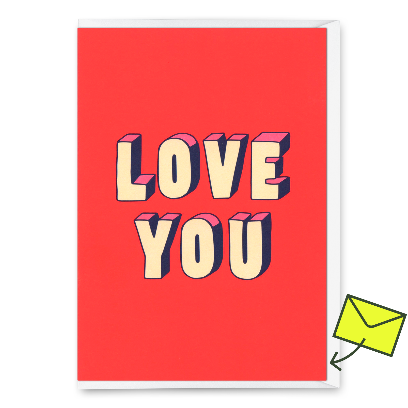 Greeting card "Love You 3D-Typo" | Cool folding card for lovers