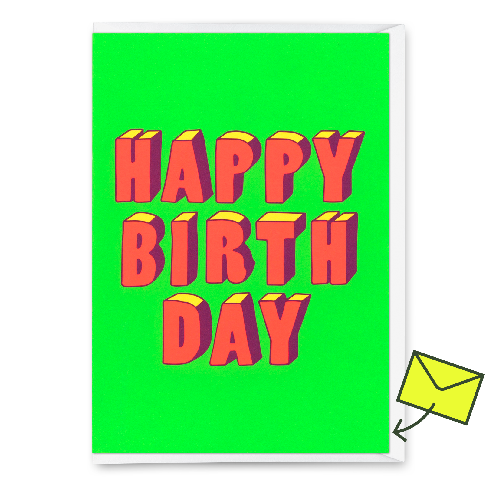 Greeting card "Happy Birthday 3D-Typo" | Cool folding card for birthday