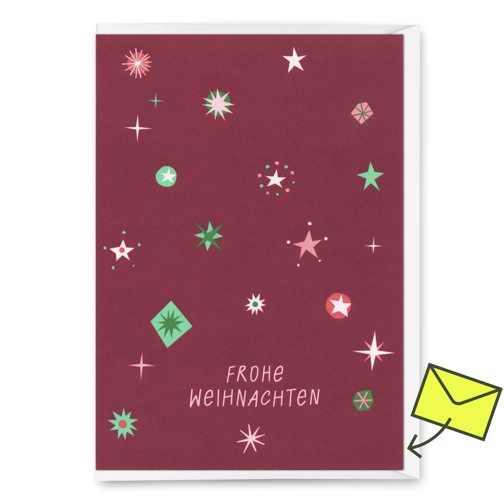 Greeting card "Xmas Snowflakes Wine Red" | Special card for Christmas