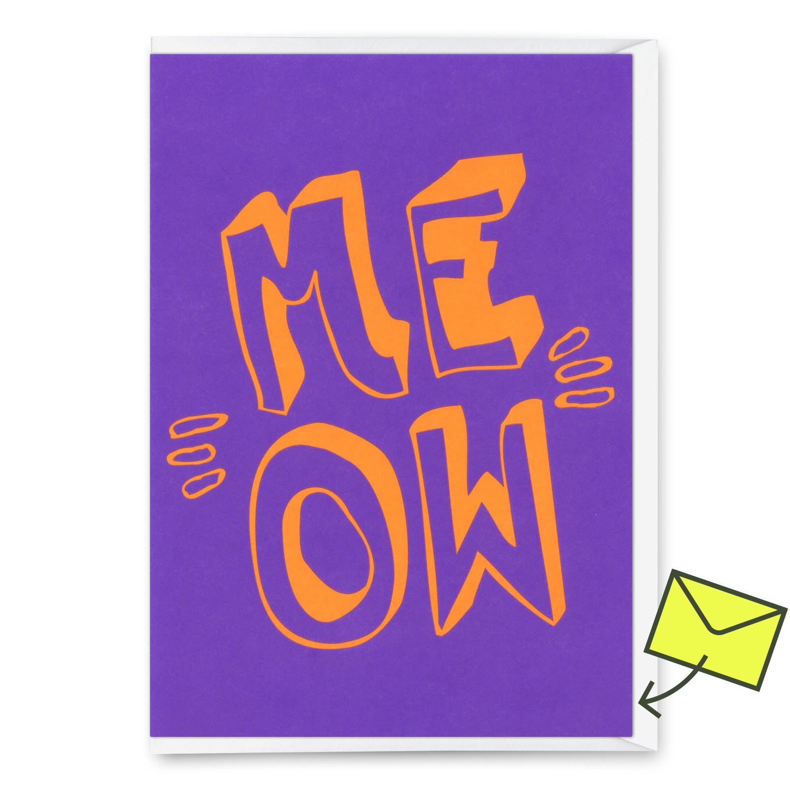 Grußkarte "Meow" | Besondere Klappkarte mit Katzen-Motiv