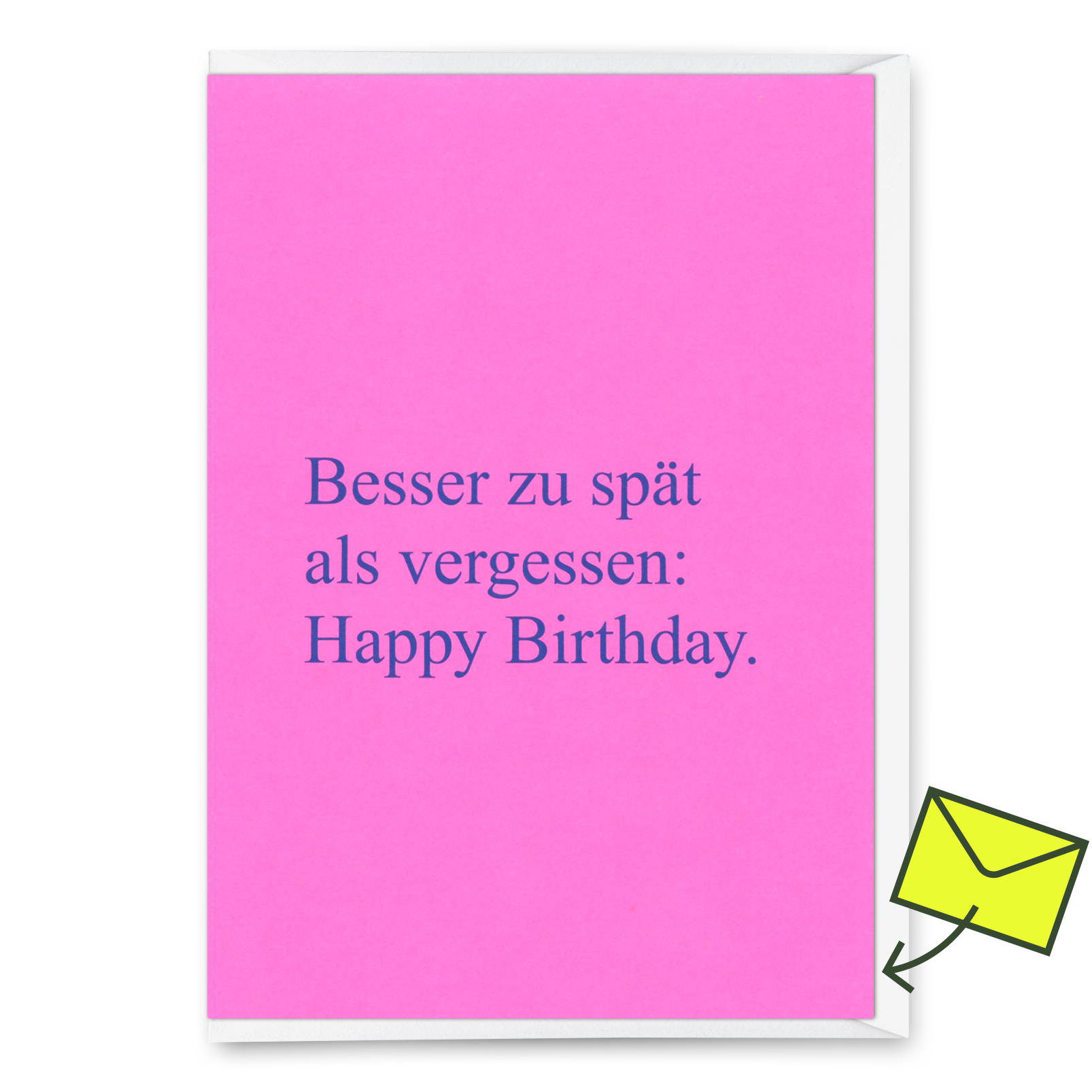 Grußkarte "Besser zu spät als vergessen" | Lustige Klappkarte zum Geburtstag