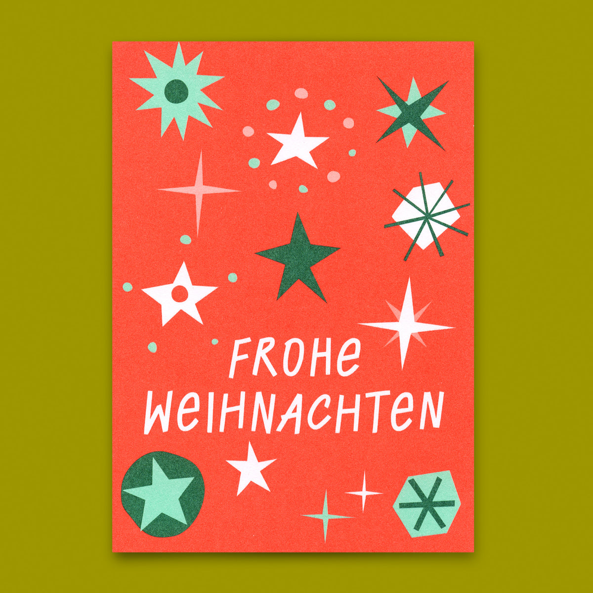 Grußkarte "Frohe Weihnachten Schneeflocken Rot" | Schöne Klappkarte zu Weihnachten
