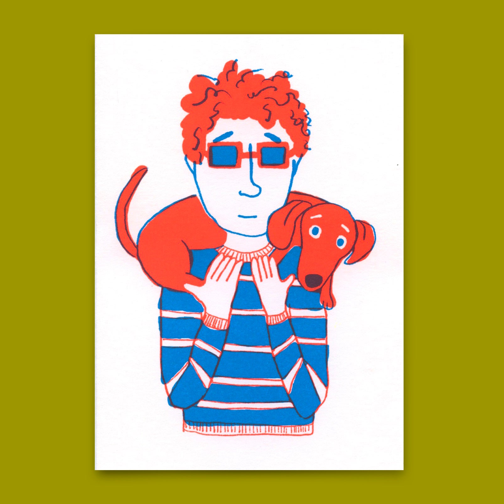 Postcard "Dogman" | Funny card with dog motif