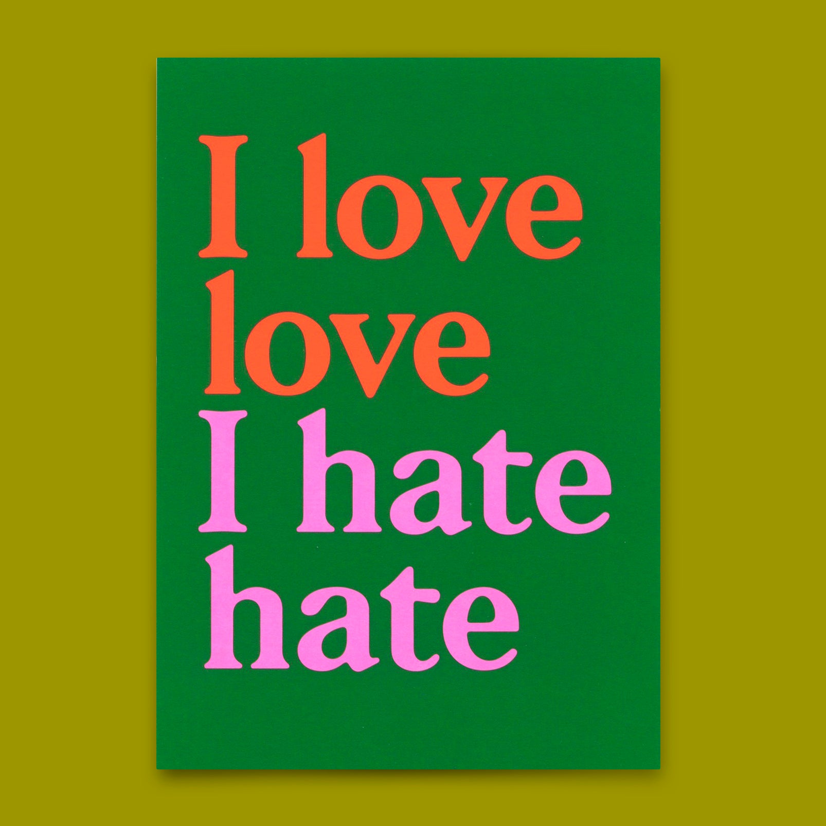 Postcard "I love love Green" | Unusual card with saying