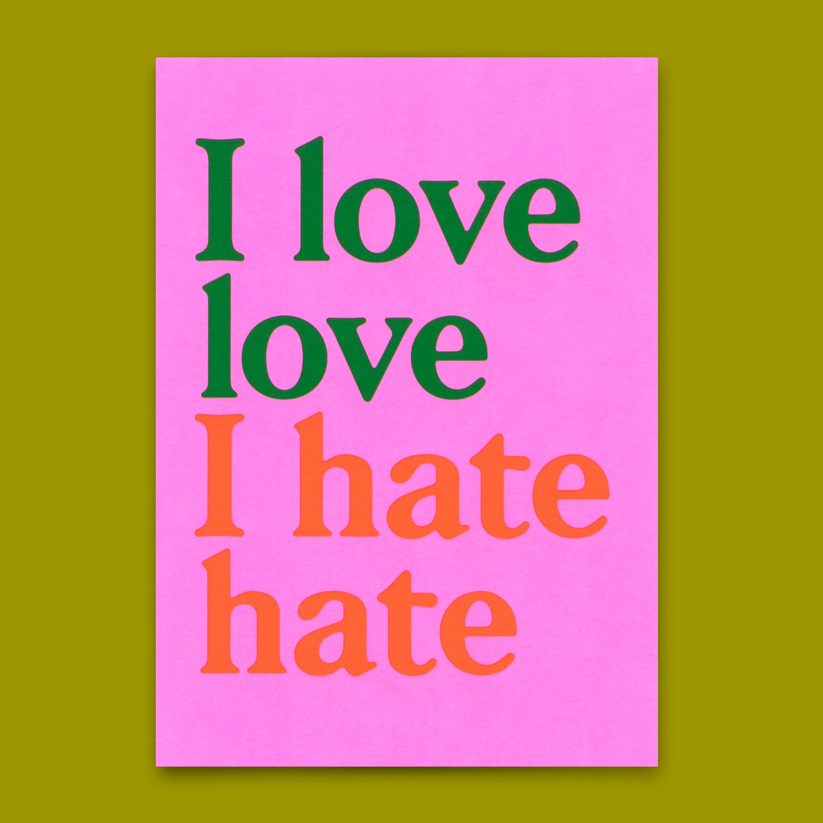 Postkarte "I love love Pink" | Ausgefallene Karte mit Spruch