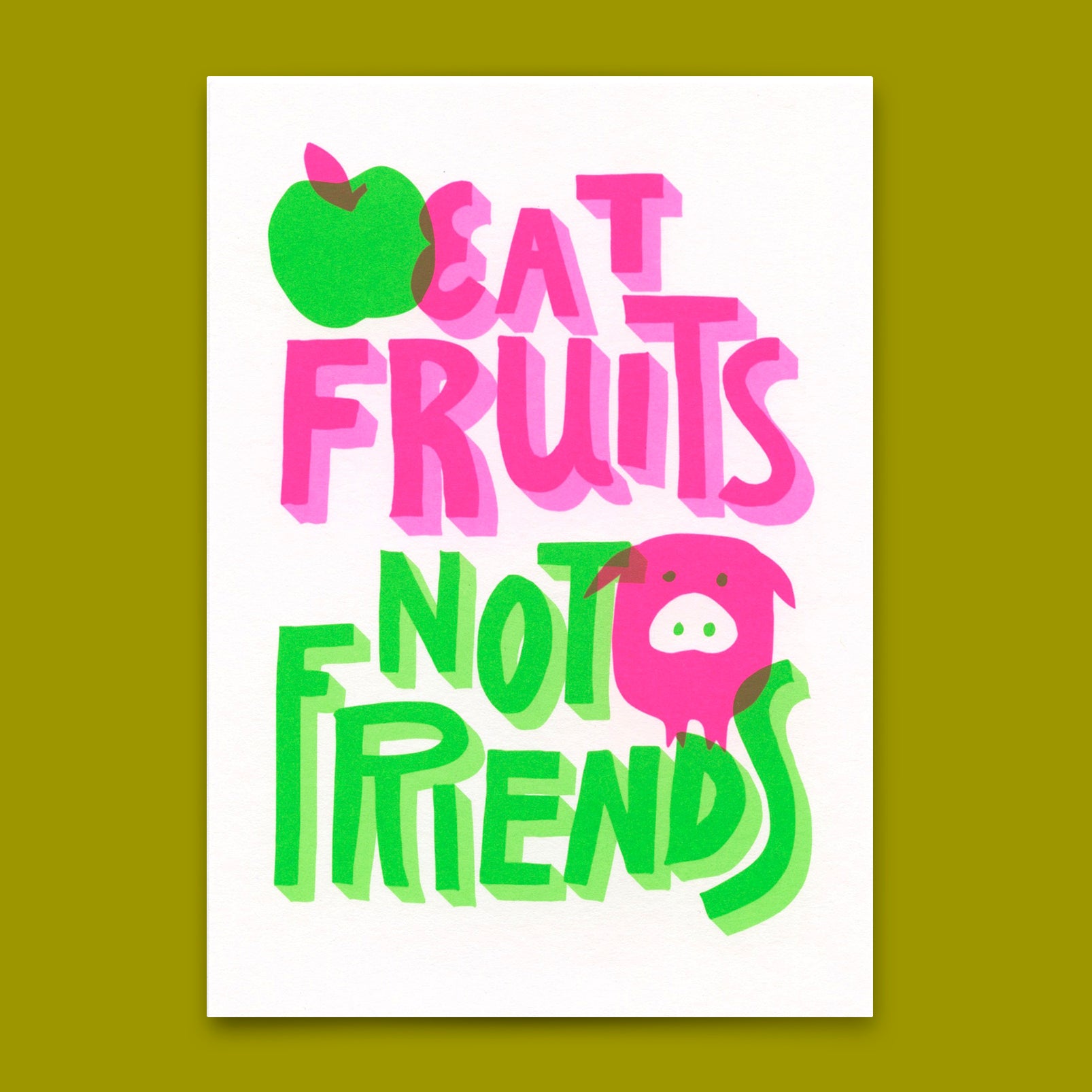 Postcard "Eat fruits, not friends" | Special card with saying