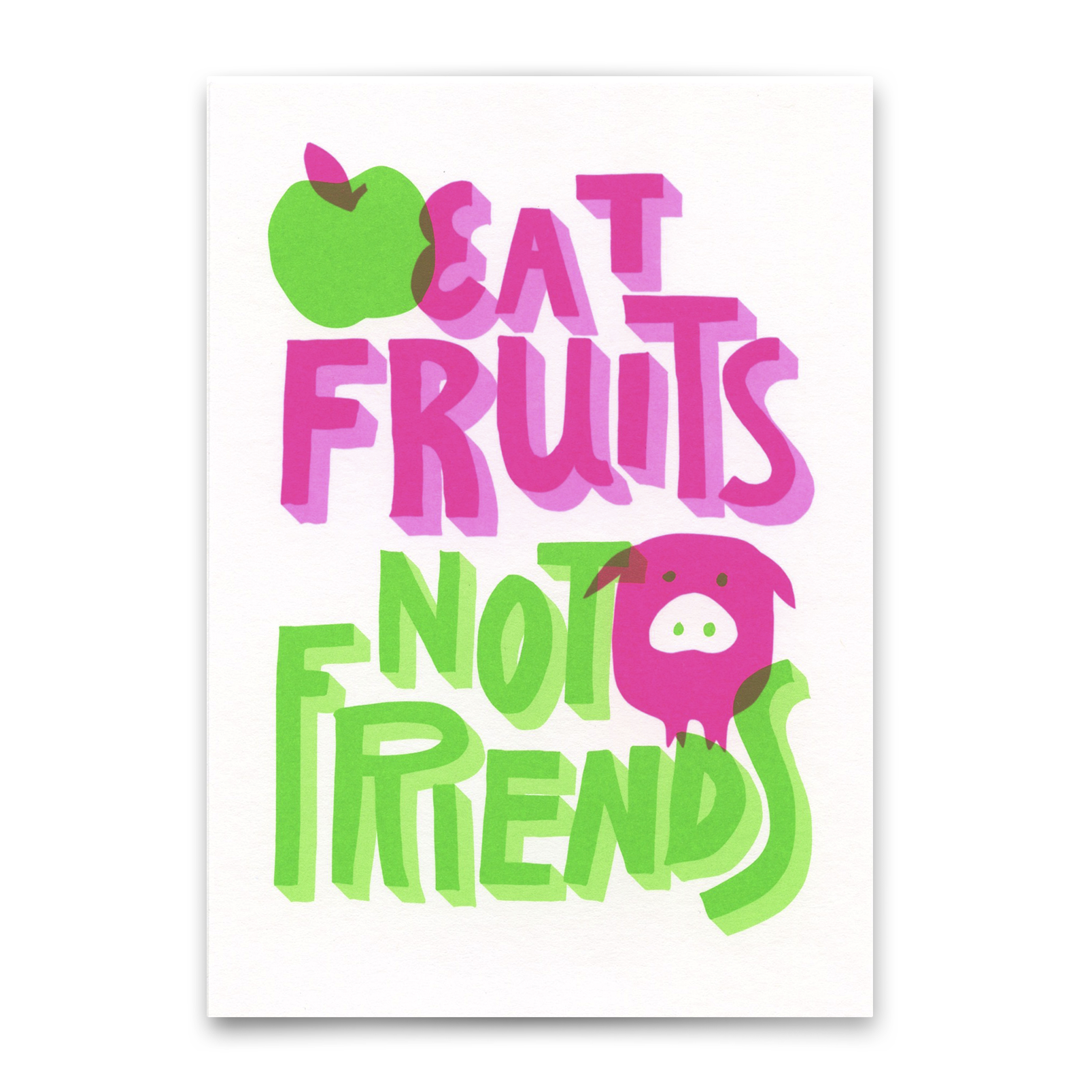 Postcard "Eat fruits, not friends" | Special card with saying