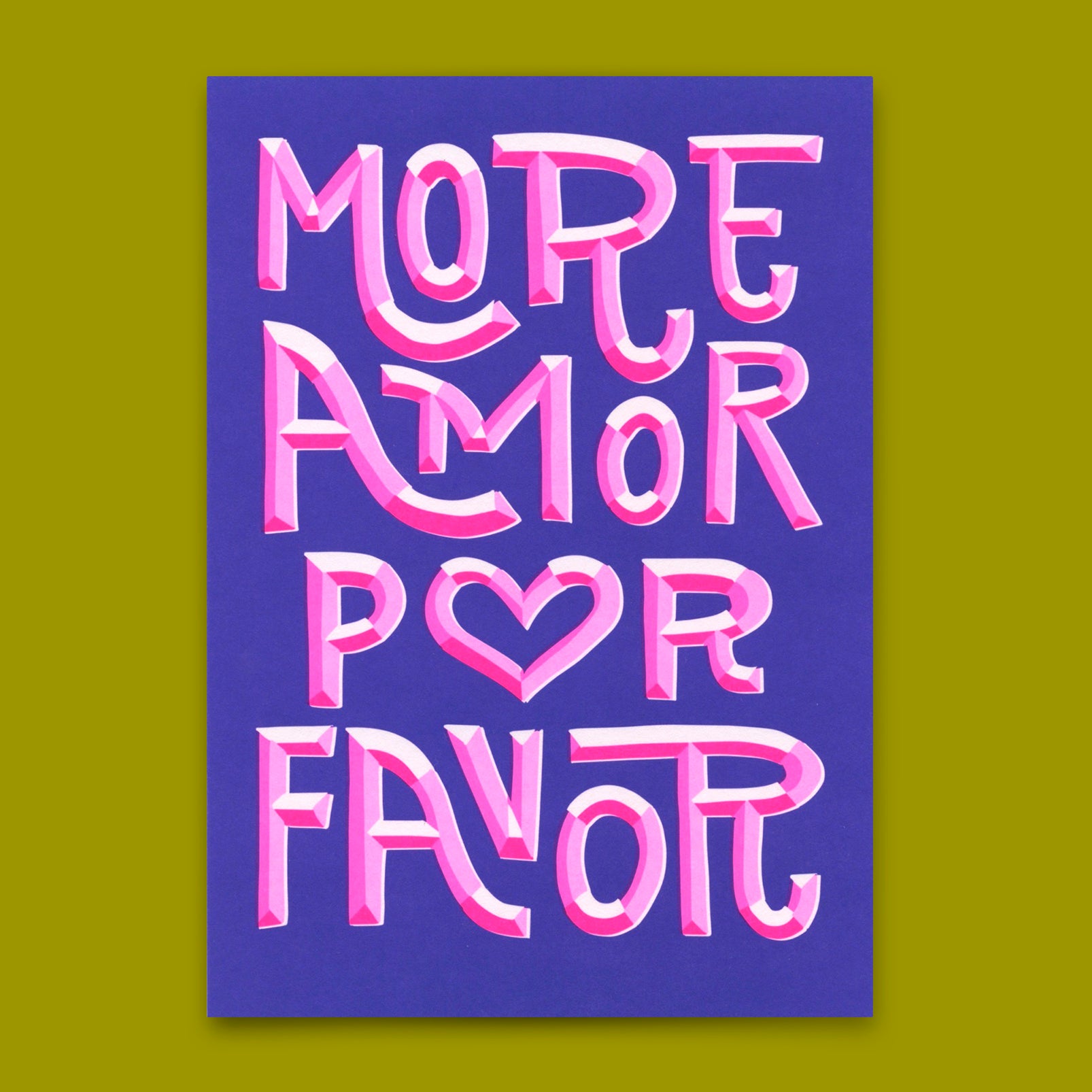 Postcard "More amor por favor" | Special card with saying