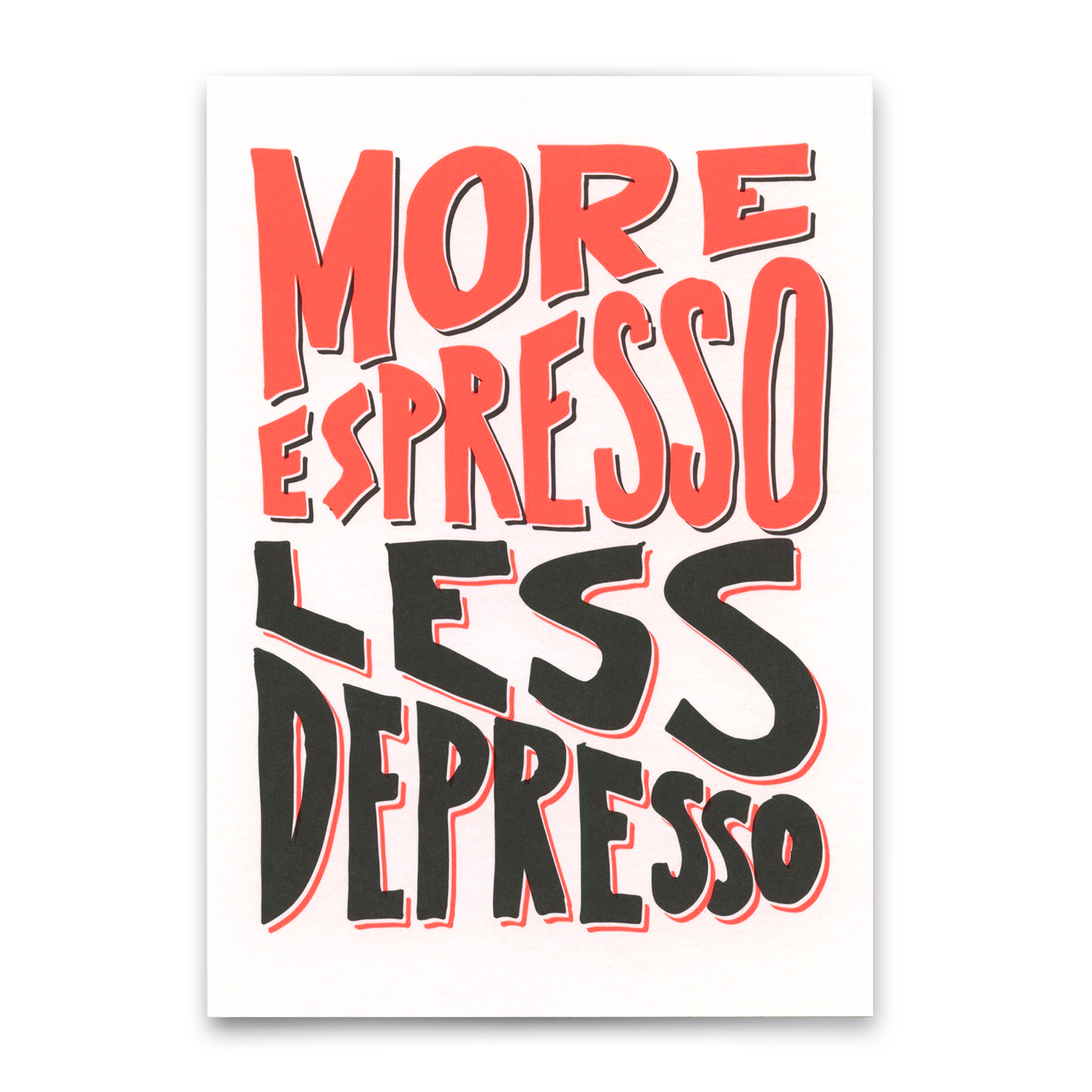 Postcard "More espresso less depresso" | Special card with saying