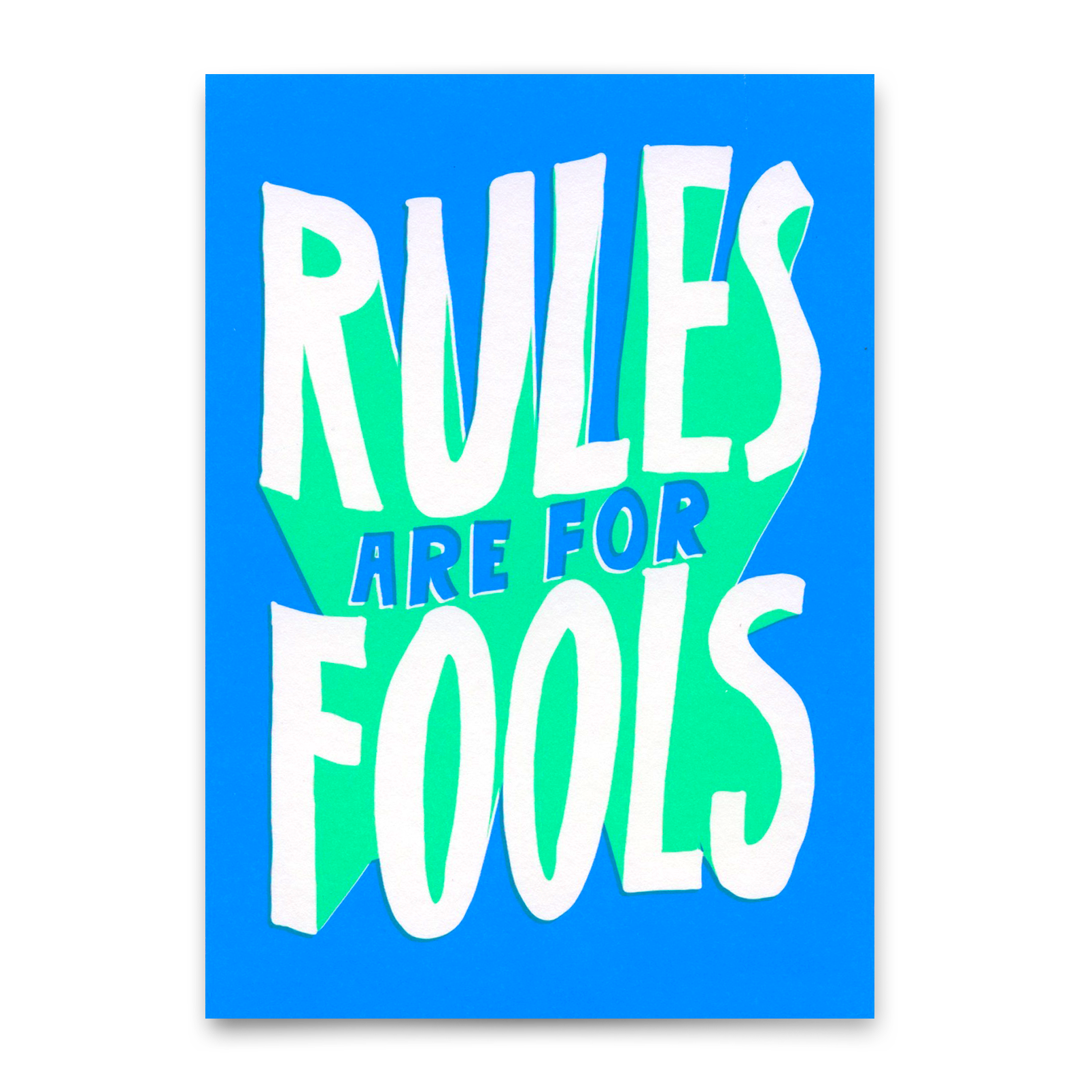 Postcard "Rules are for fools" | Funny card with saying