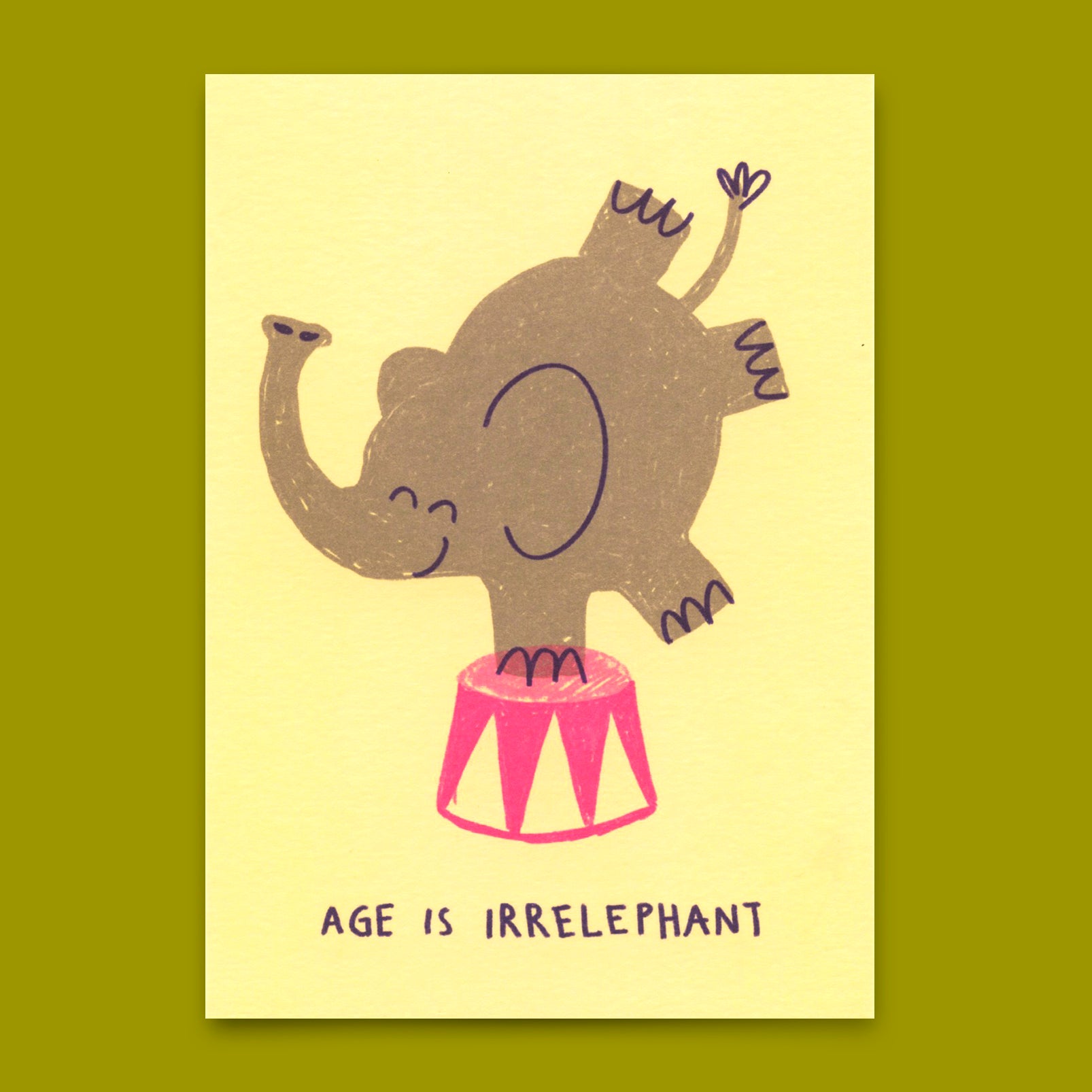 Postcard "Age is irrelephant" | Funny card with saying for birthday