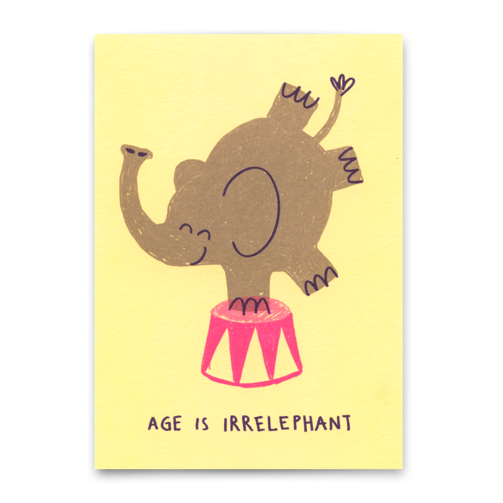 Postcard "Age is irrelephant" | Funny card with saying for birthday