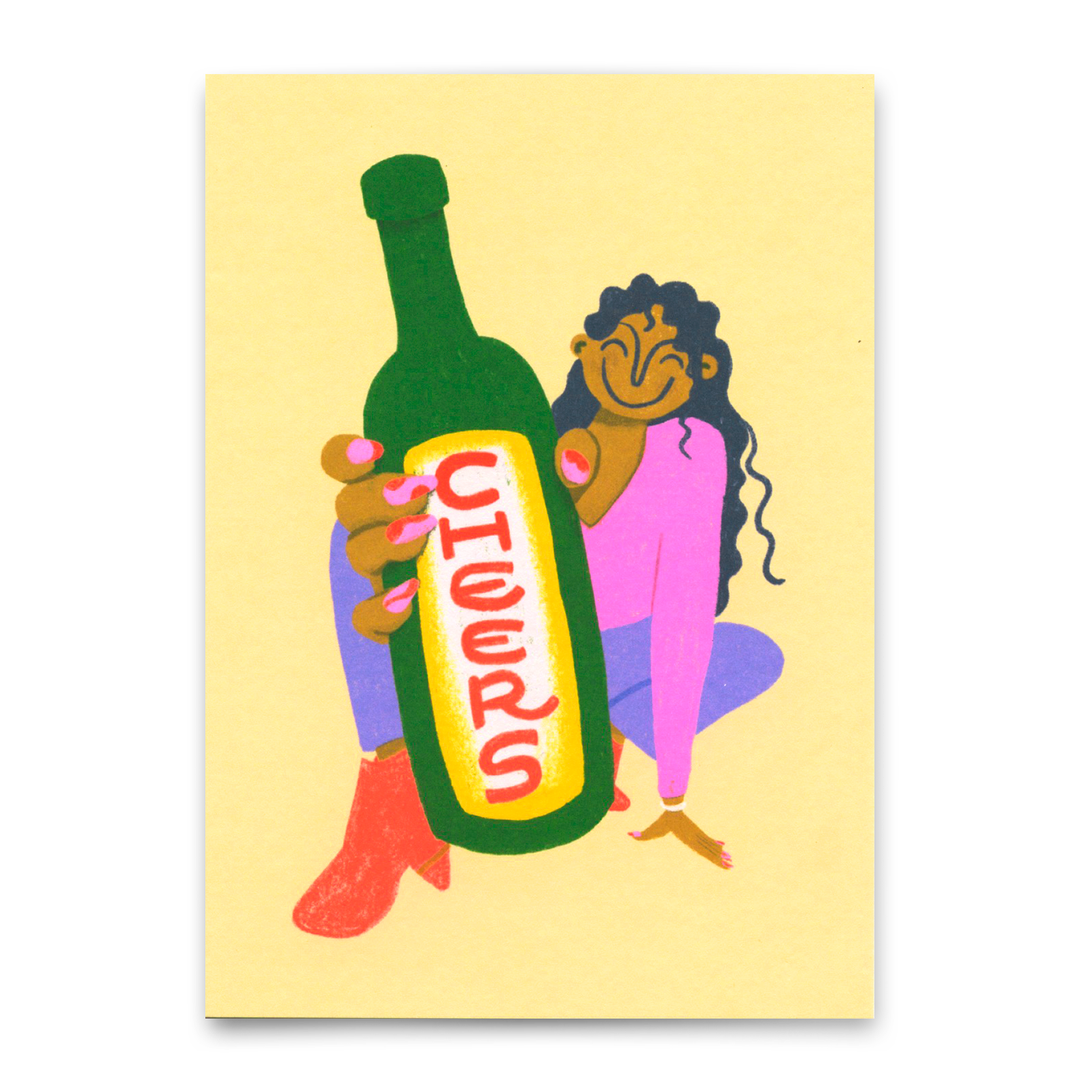 Postkarte "Cheers Girl Bottle" | Besondere Karte für jeden Anlass