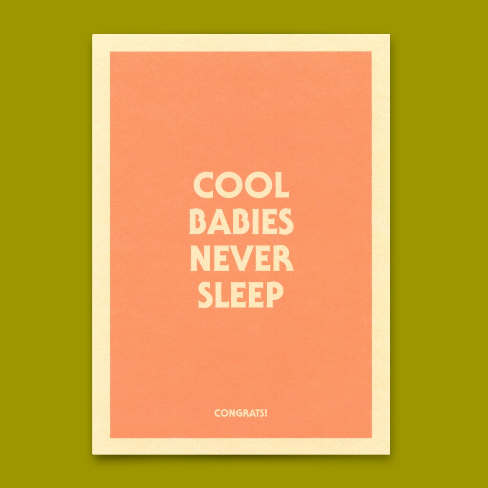 Postcard "Cool babies never sleep" | Funny card with saying for birth